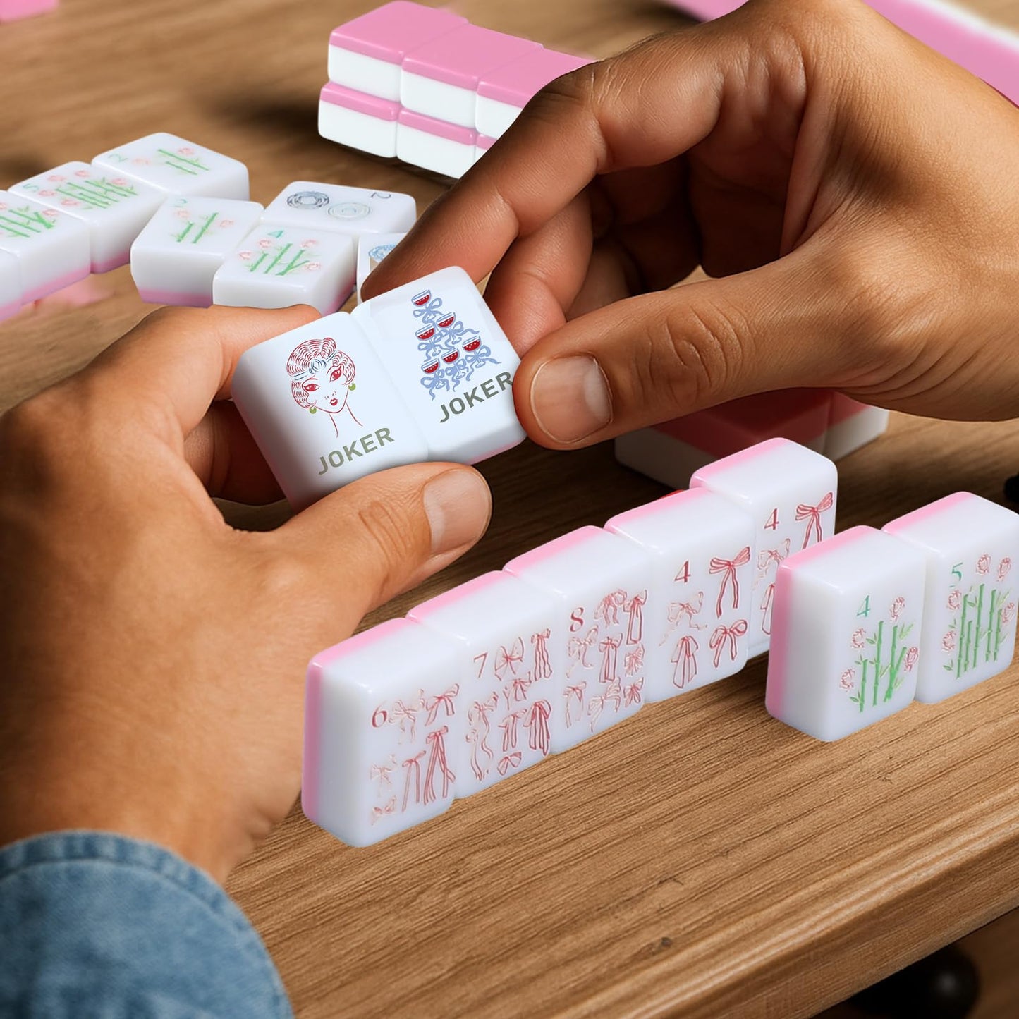 Arrowbash 160 Pcs Mini Mahjong Tiles Set – 1.2-Inch Tiles for American Mahjong with 8 Pattern Designs