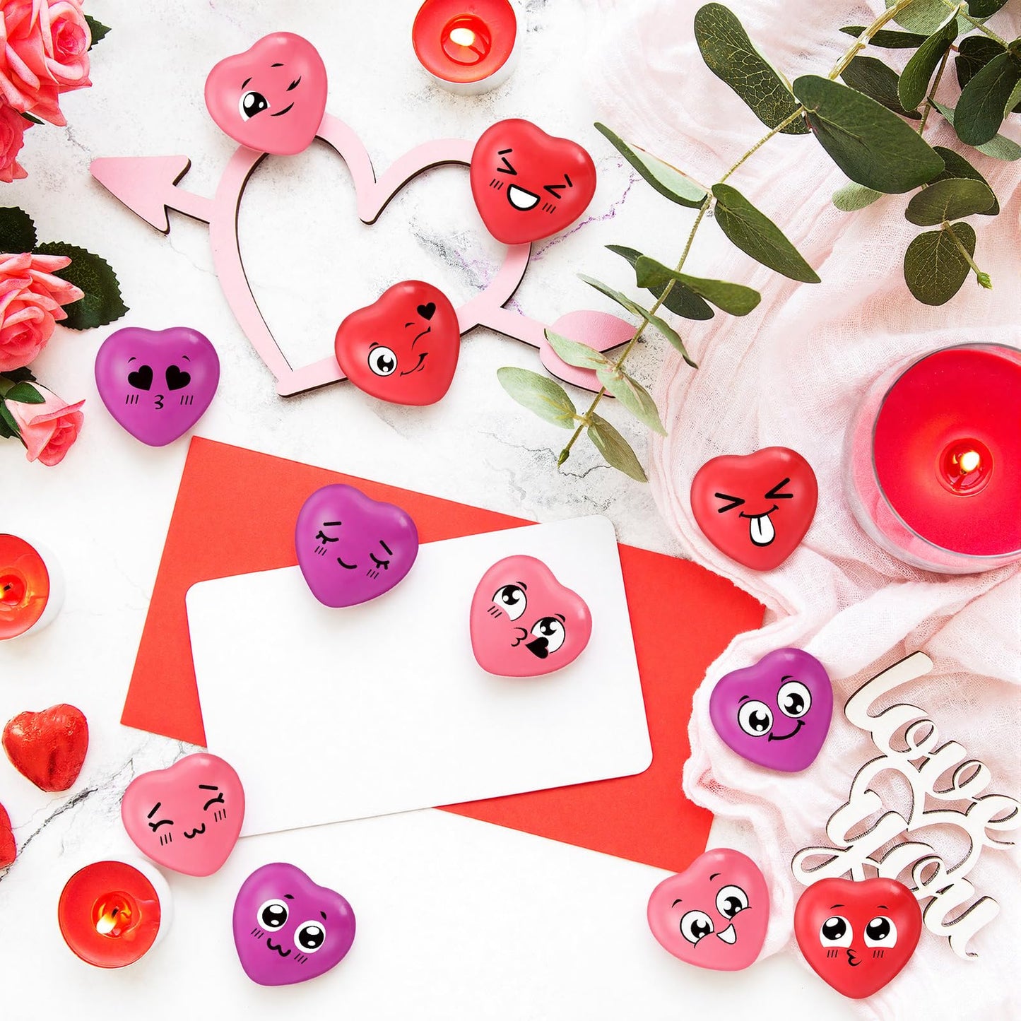 Arrowbash 150 Pcs Valentine Heart Stress Balls – 1.5-Inch Fidget Toys for Parties & Gifts