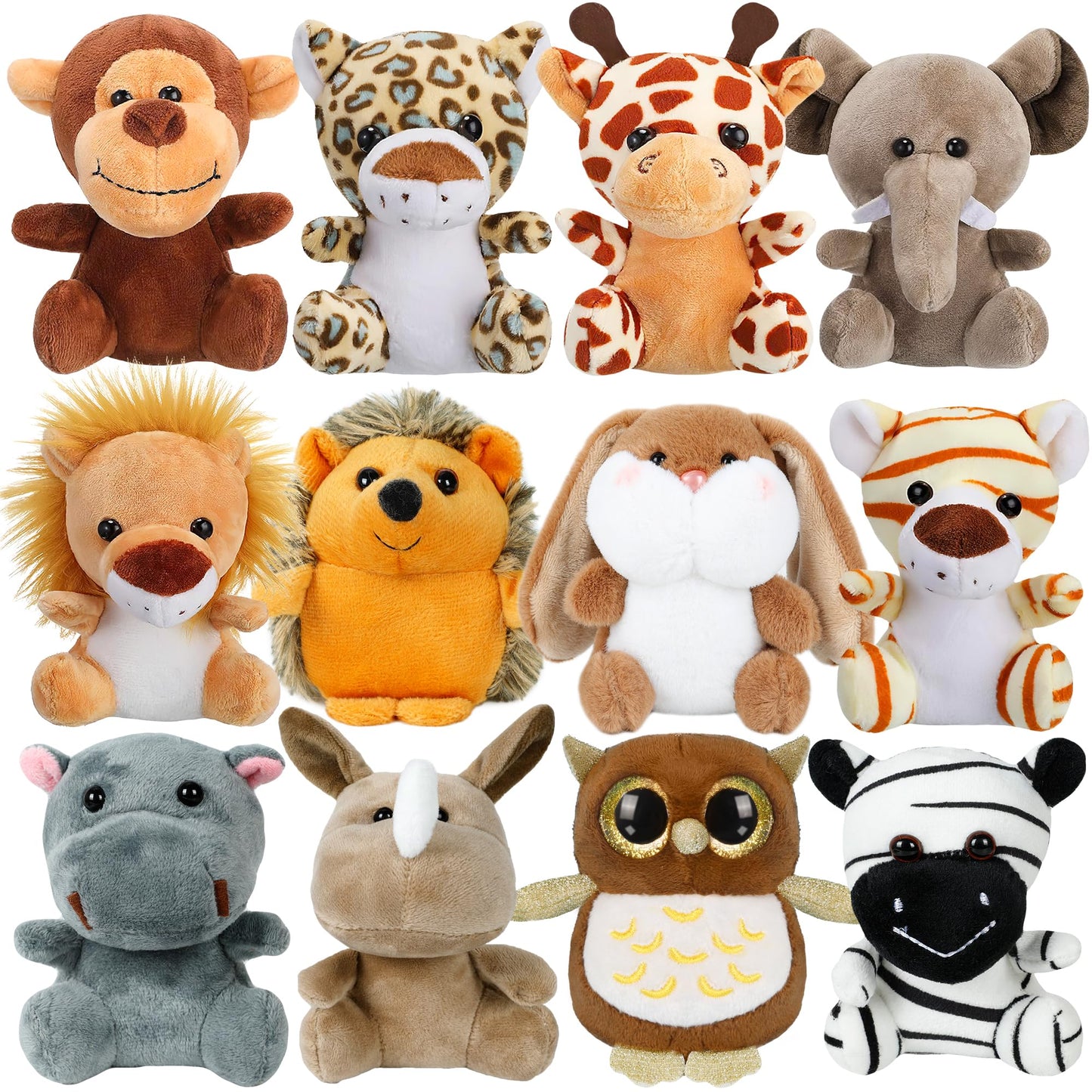 Arrozon 12 Pcs Mini Plush Animals – 4.5 Inch Jungle Safari Plush Toys for Classrooms, Parties & Gifts
