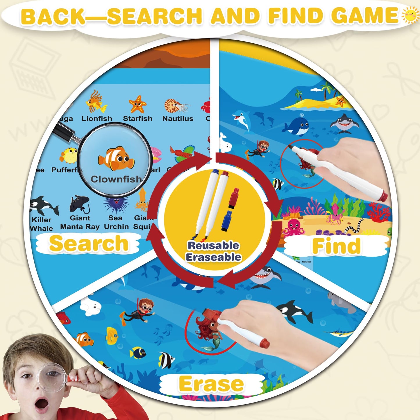 Arruki Kids Reusable Jelly Sticker Books for Toddlers – Farm & Ocean Scenes, 3D Jelly Stickers