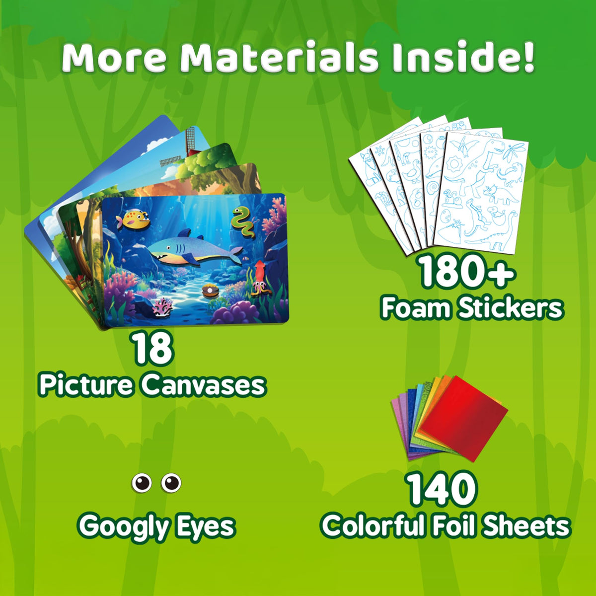 ArRuKi KIDS Foil Art Kit — Animals & Dinosaurs, Mess-Free Crafts for Kids