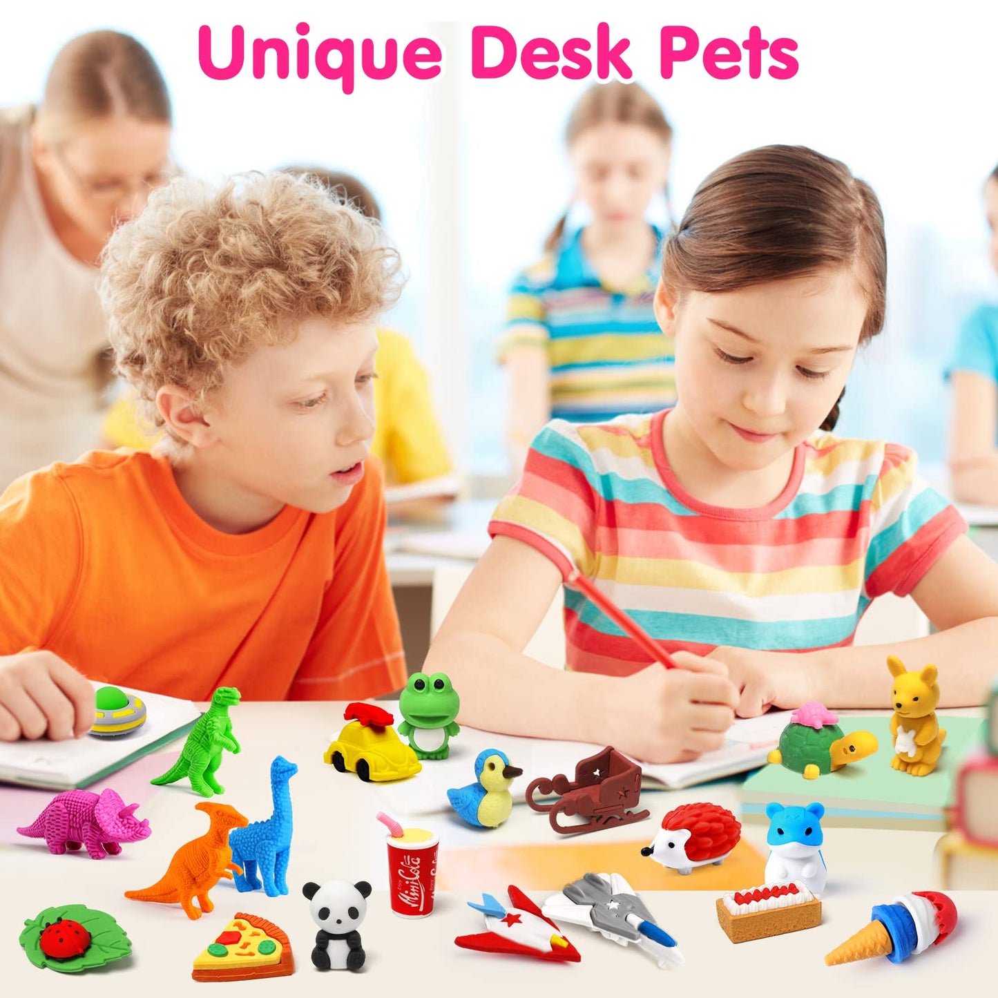 Arscniek Animal Erasers – 110 Pack Take-Apart Desk Pets & Classroom Prizes