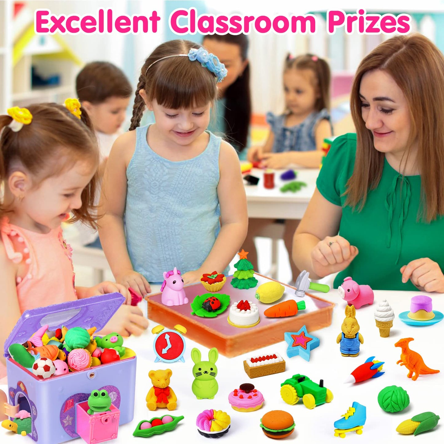 Arscniek Animal Erasers – 110 Pack Take-Apart Desk Pets & Classroom Prizes