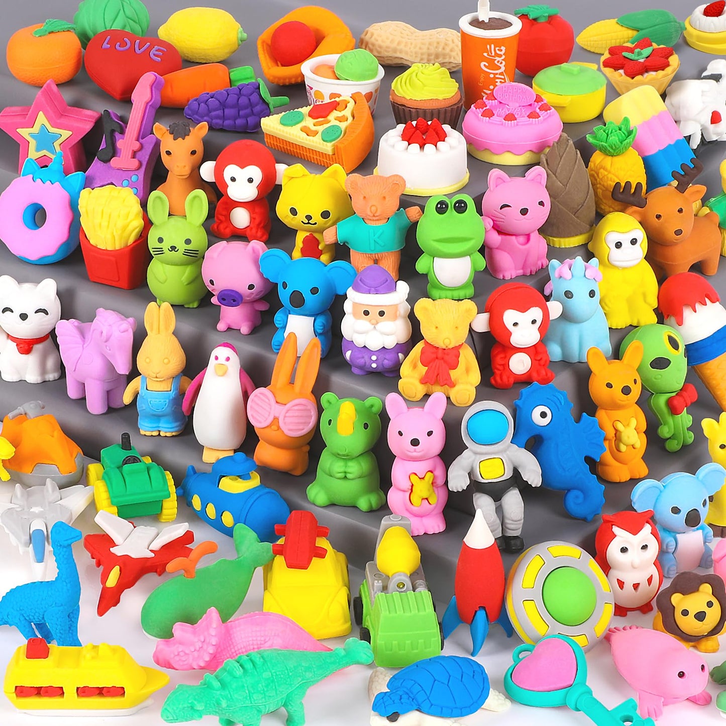 Arscniek 70 Pack Animal Erasers for Kids – 3D Puzzle Desk Pets & Classroom Prizes