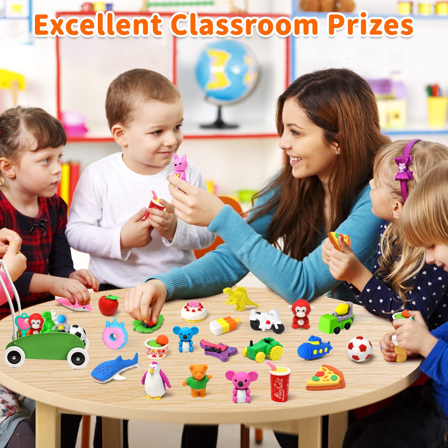 Arscniek 70 Pack Animal Erasers for Kids – 3D Puzzle Desk Pets & Classroom Prizes