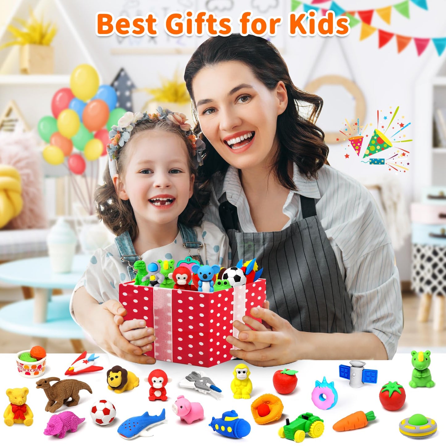 Arscniek 70 Pack Animal Erasers for Kids – 3D Puzzle Desk Pets & Classroom Prizes