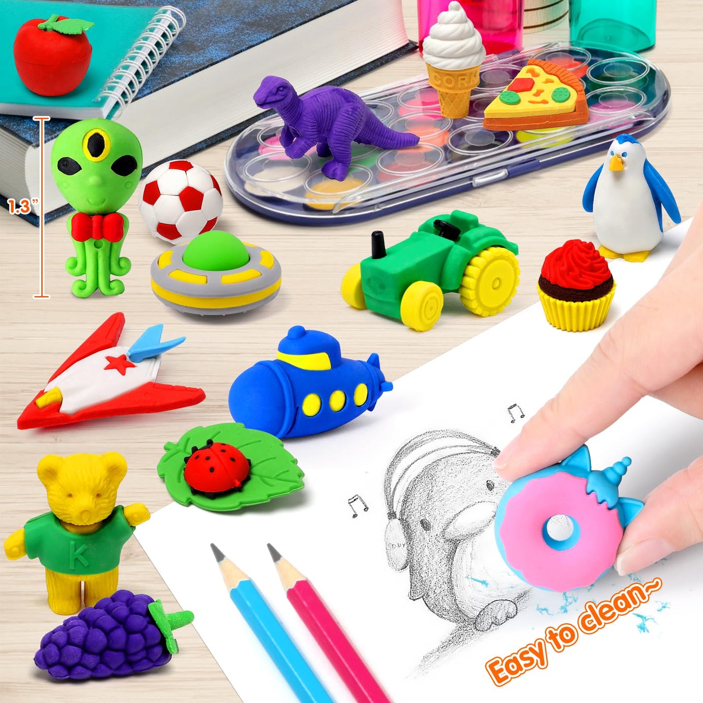 Arscniek 70 Pack Animal Erasers for Kids – 3D Puzzle Desk Pets & Classroom Prizes