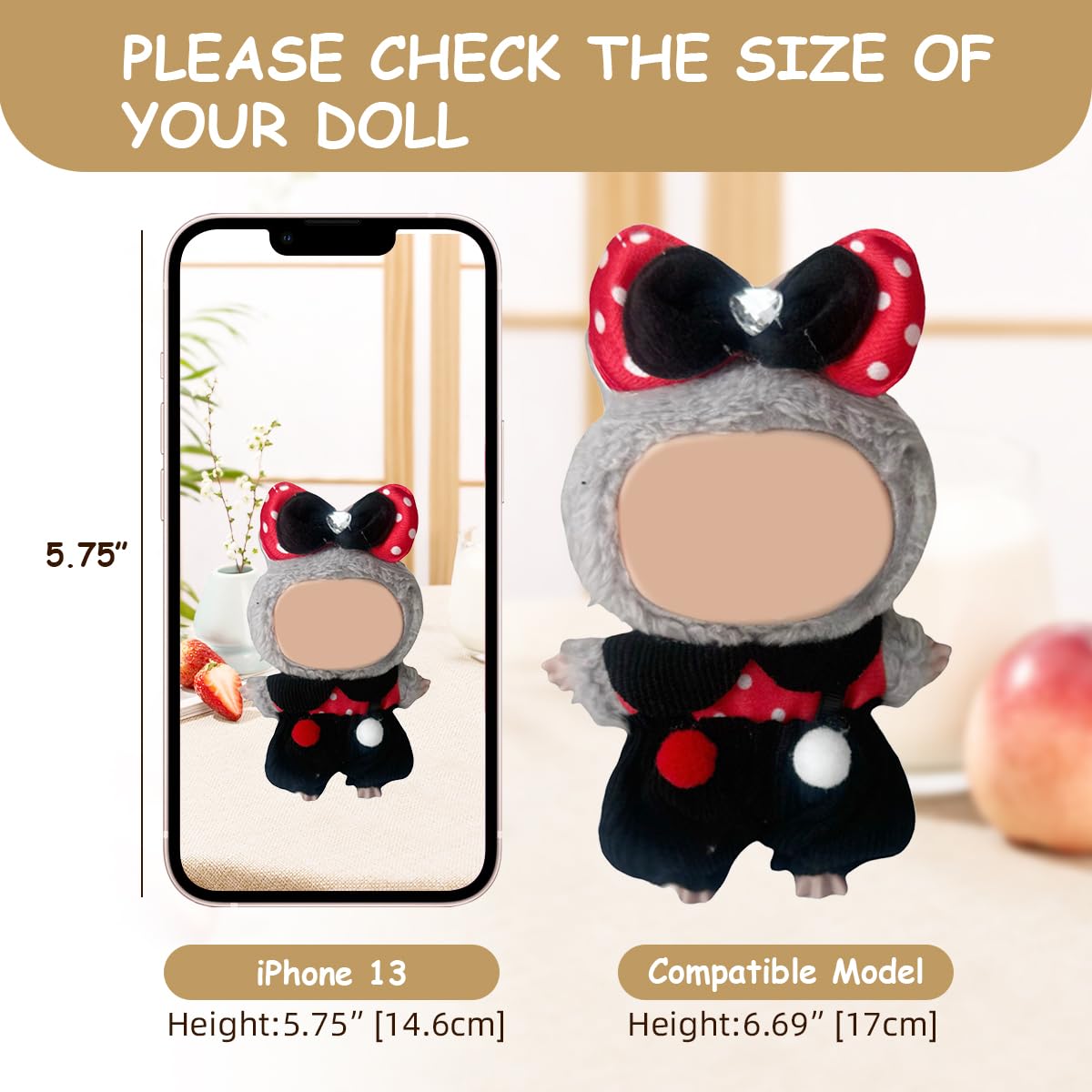Arsfit 10-Pack 17cm Labubu Doll Clothes – Designer Hat, Dress & Accessory Set