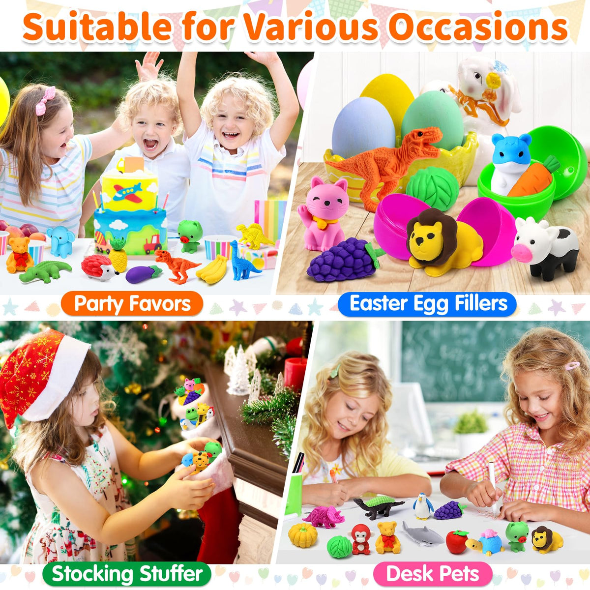 Arscniek 40-Pack 3D Puzzle Erasers for Kids – Take-Apart Animal & Food Erasers