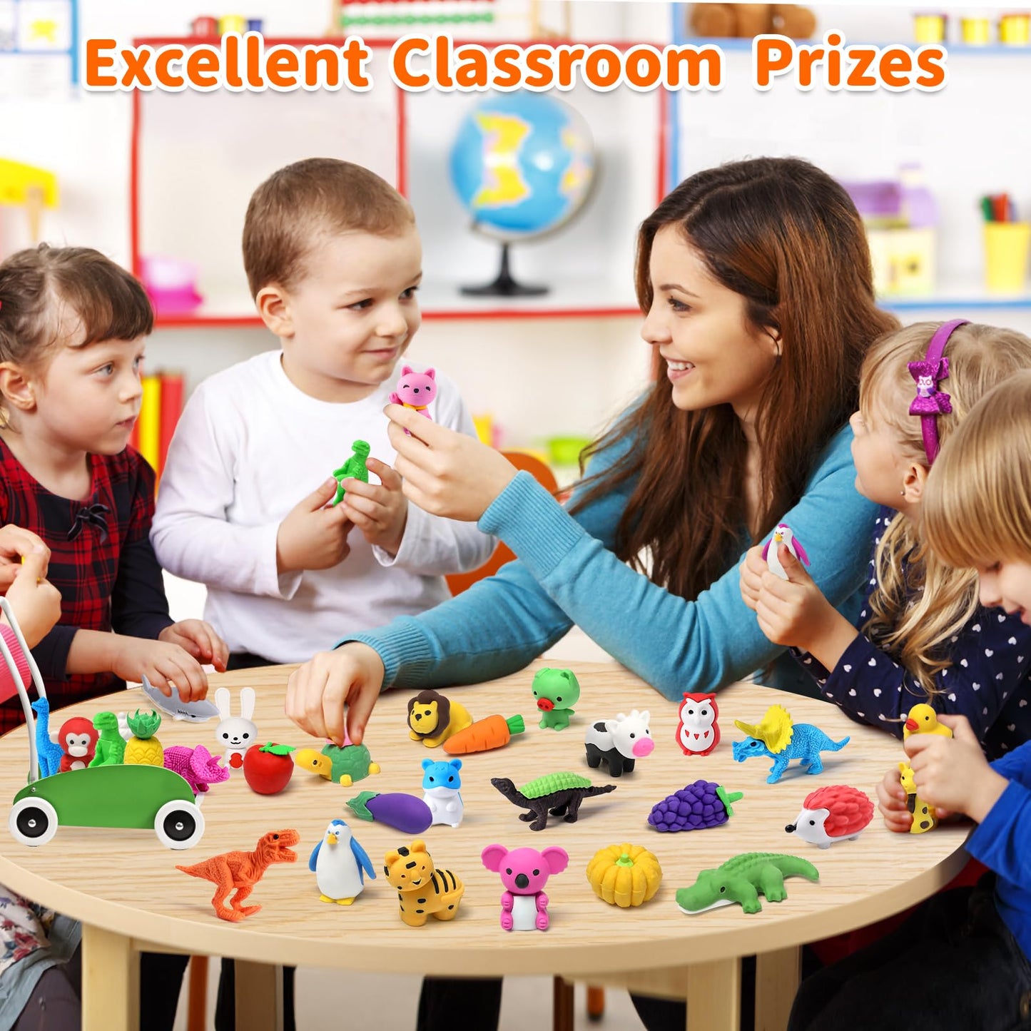 Arscniek 40-Pack 3D Puzzle Erasers for Kids – Take-Apart Animal & Food Erasers