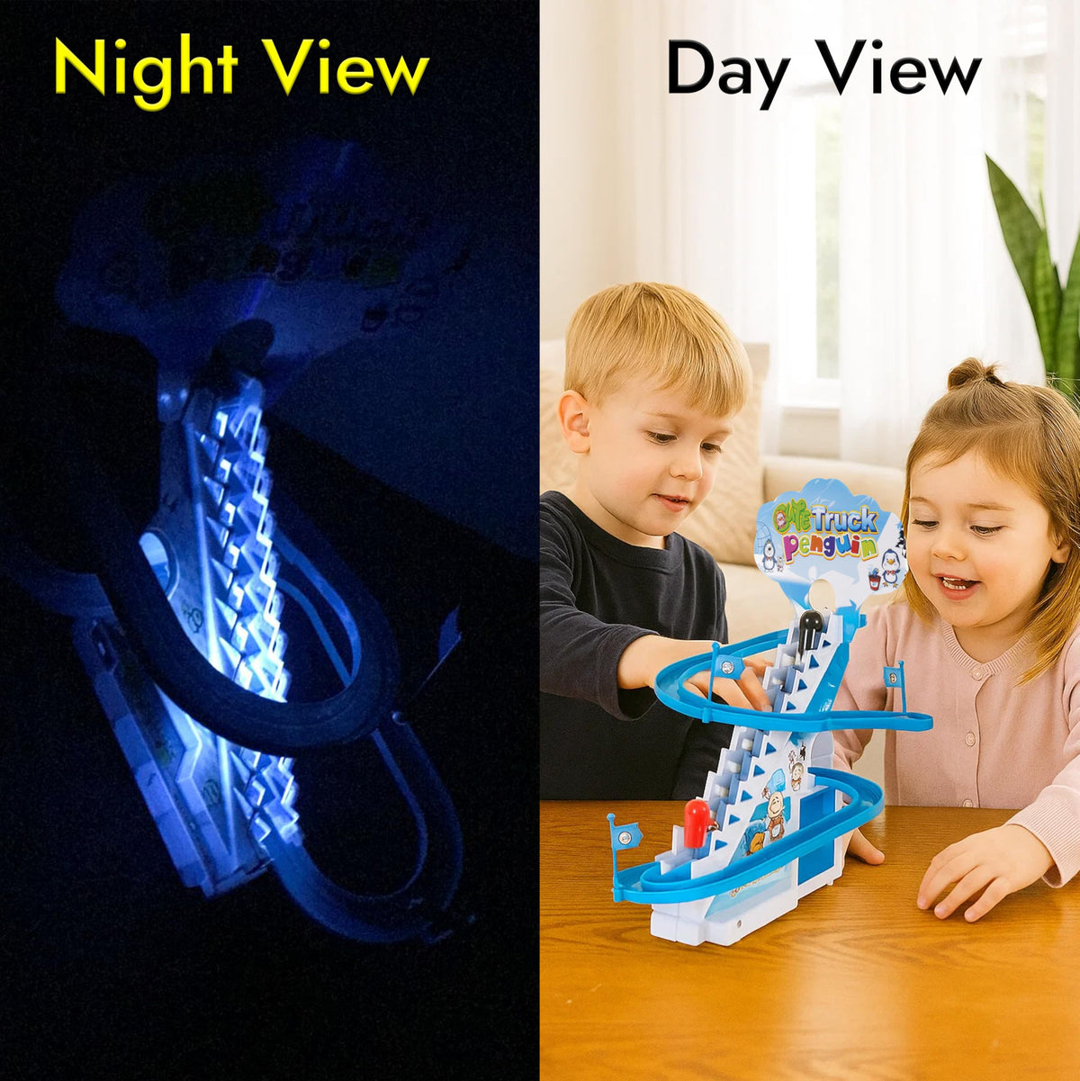 ARSUK Penguin Race Game Toy – Musical Roller Coaster Track with LED Lights