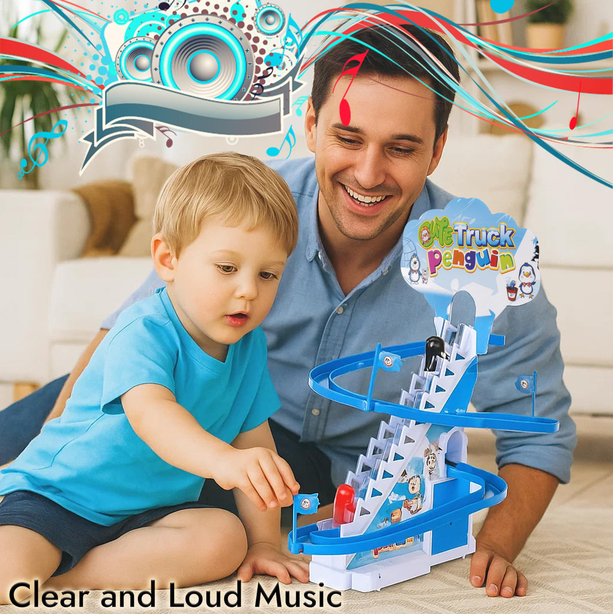 ARSUK Penguin Race Game Toy – Musical Roller Coaster Track with LED Lights
