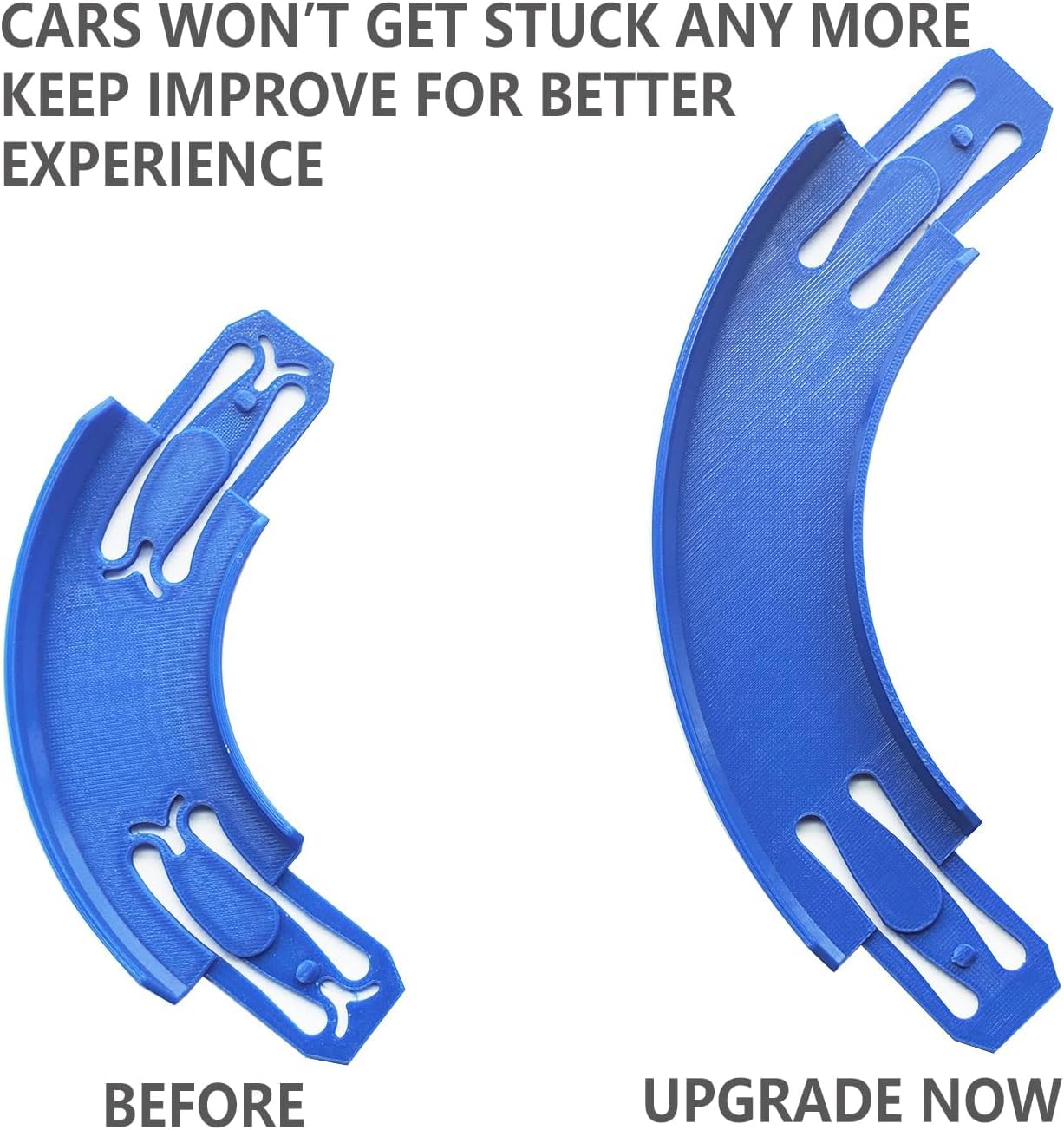 ARSUNOVO Racetrack Connectors – Hot Wheels Compatible 90° Banked Turn, Upgrade Edition, 10 Packs (Blue)