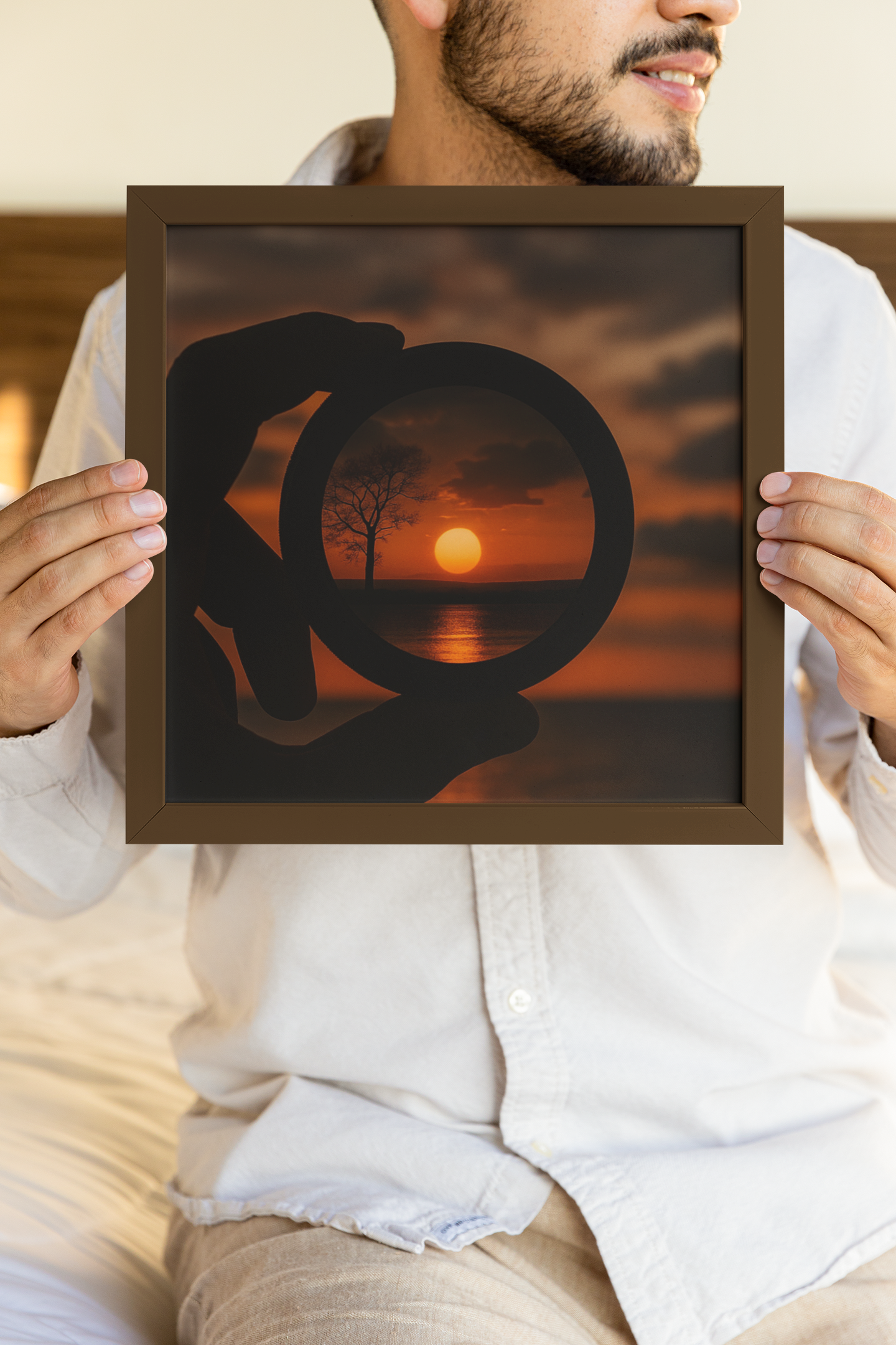 Sunset Through Camera Lens Wall Art – Photography Inspired Scenic Poster