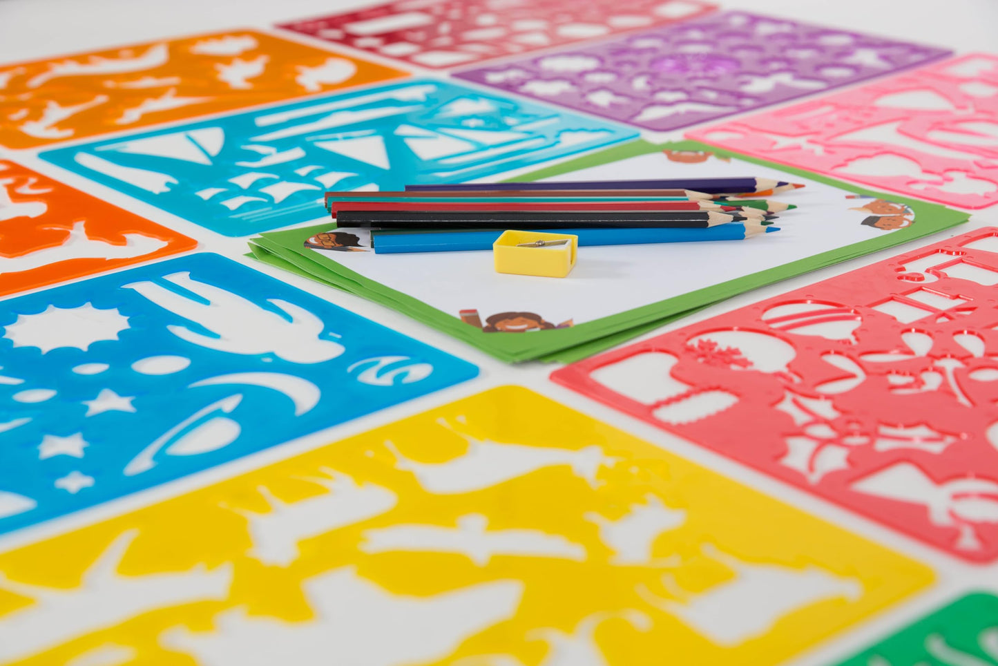 Art with smile Drawing Stencils Set for Kids (55-Piece) – 300+ Shapes Creativity Kit & Travel Art Activity