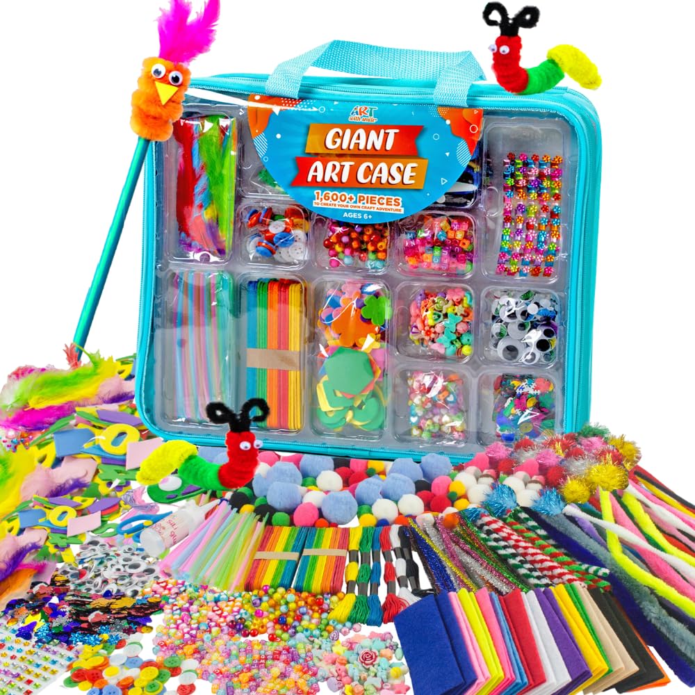 Art with Smile 1,600+ Pcs Craft Kit for Kids – DIY Projects & Creative Supplies