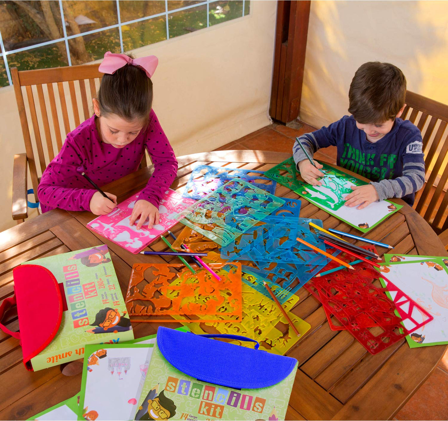 Art with smile Drawing Stencils Set for Kids (55-Piece) – 300+ Shapes Creativity Kit & Travel Art Activity