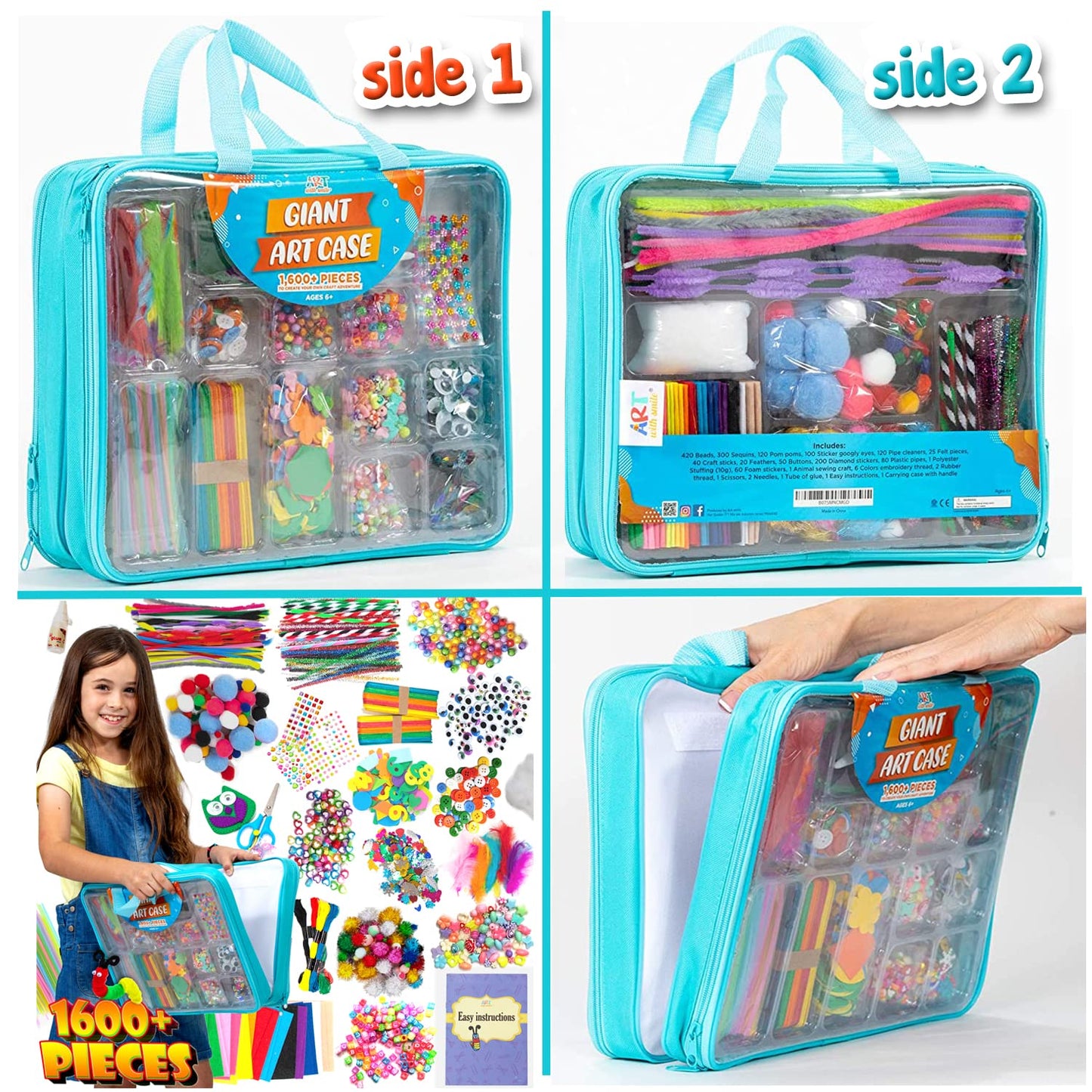 Art with Smile 1,600+ Pcs Craft Kit for Kids – DIY Projects & Creative Supplies