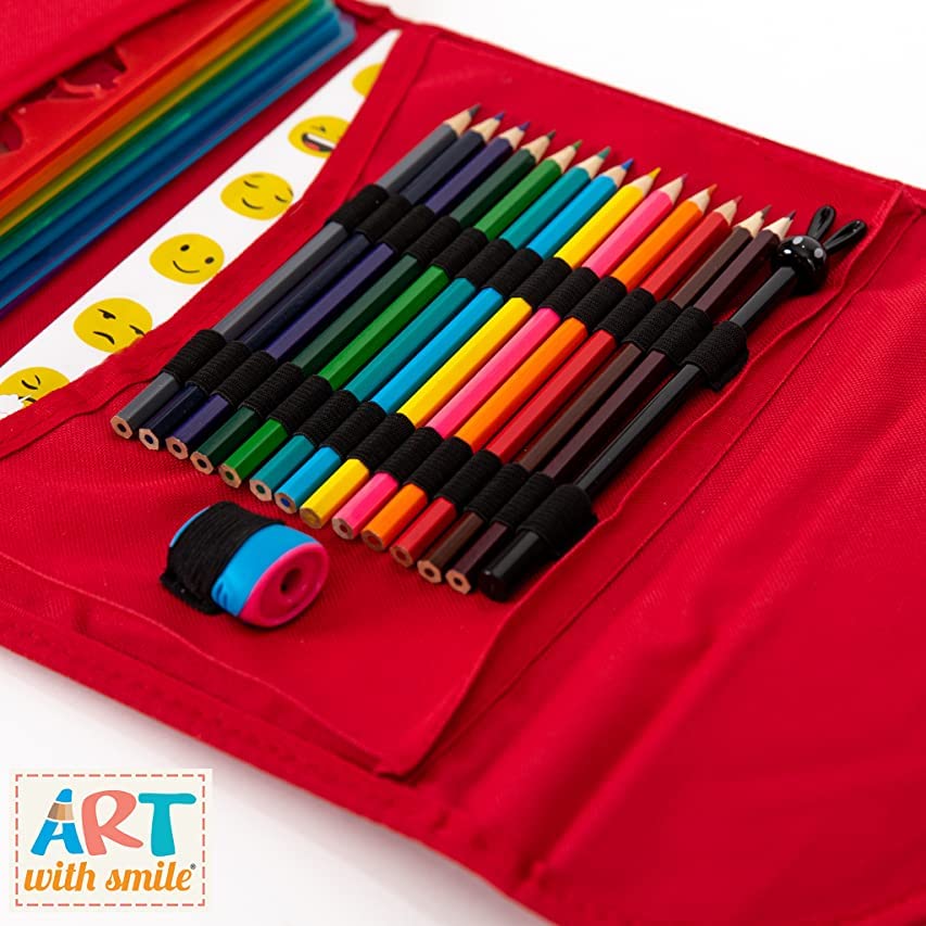Art with Smile Drawing Stencils Kit & Carry Case – 55-Piece Kids Art Set with 300 Shapes