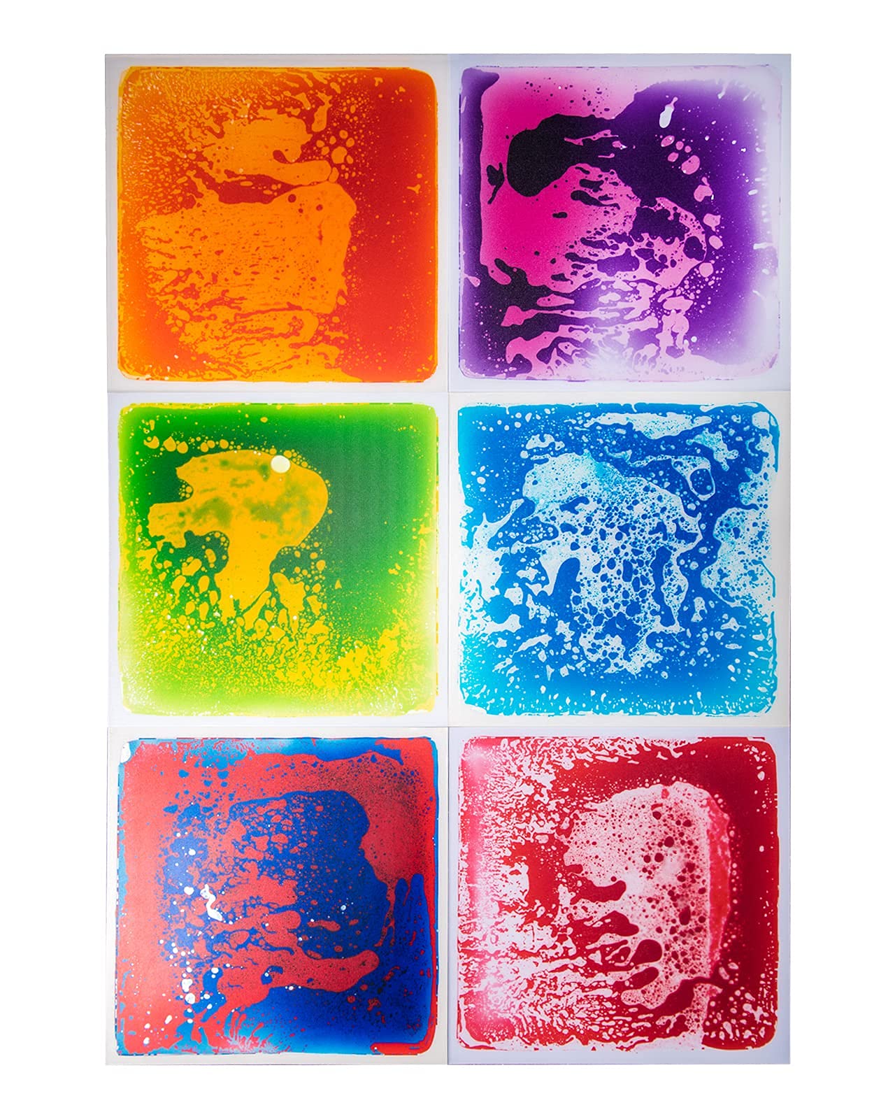 Art3d 6-Tile Sensory Room Tile - Multi-Color Liquid Encased Floor Play Mat, 19.7 Inch Tile, 16 Sq Ft
