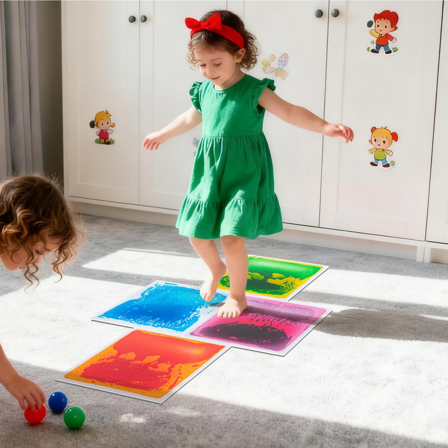 Art3d Liquid Sensory Floor Tiles – 30x30 cm Playroom (4 Tiles)