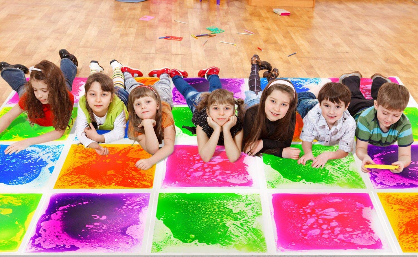 Art3d Liquid Sensory Floor Tiles – 30x30 cm Playroom (4 Tiles)
