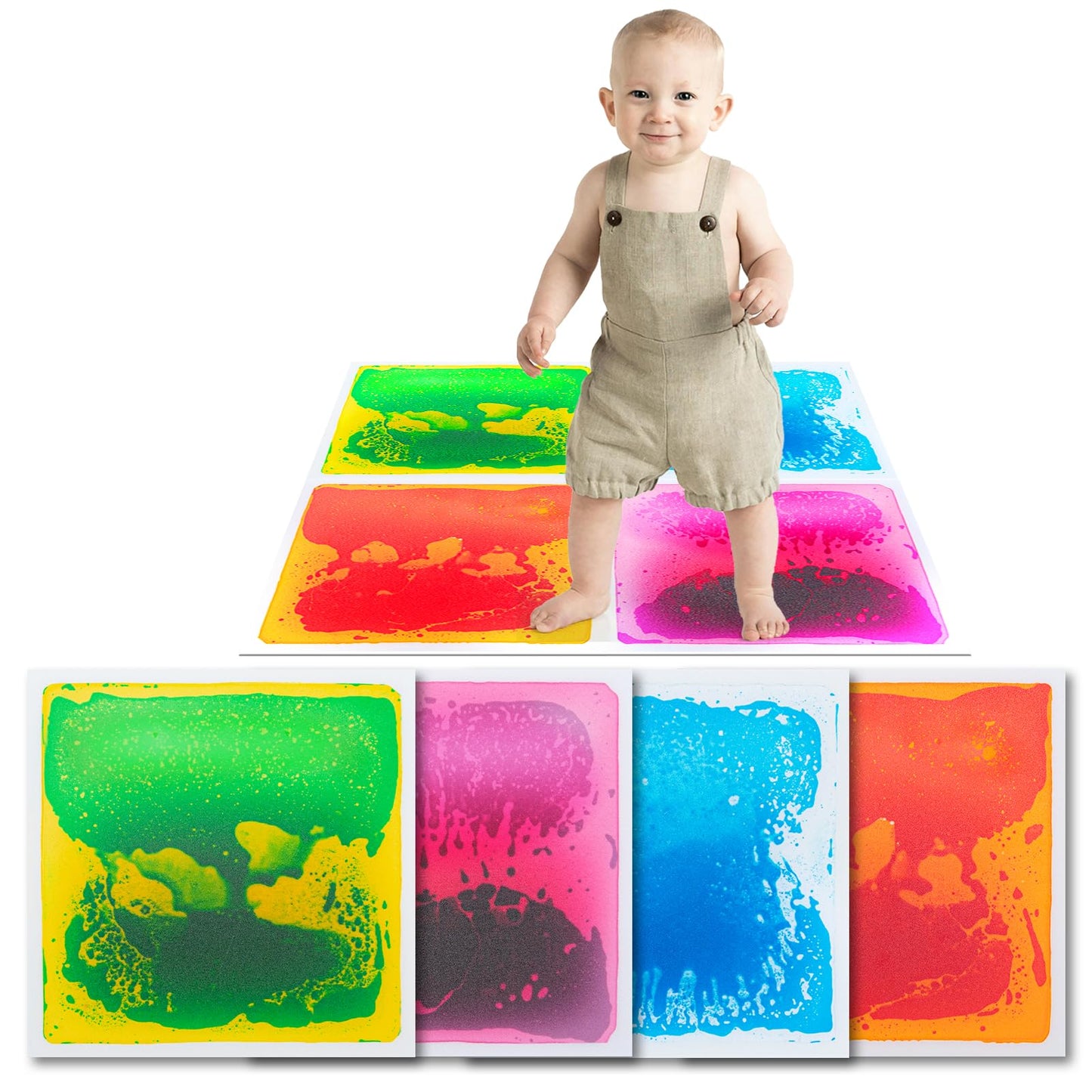 Art3d Liquid Sensory Floor Tiles – 30x30 cm Playroom (4 Tiles)