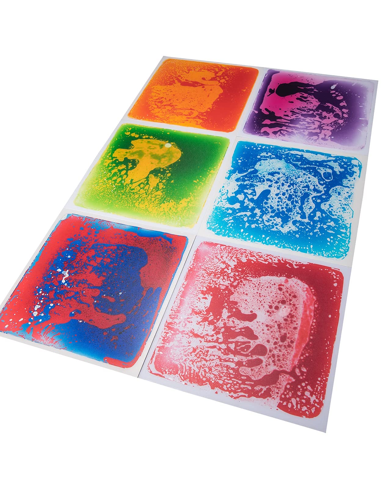 Art3d 6-Tile Sensory Room Tile - Multi-Color Liquid Encased Floor Play Mat, 19.7 Inch Tile, 16 Sq Ft