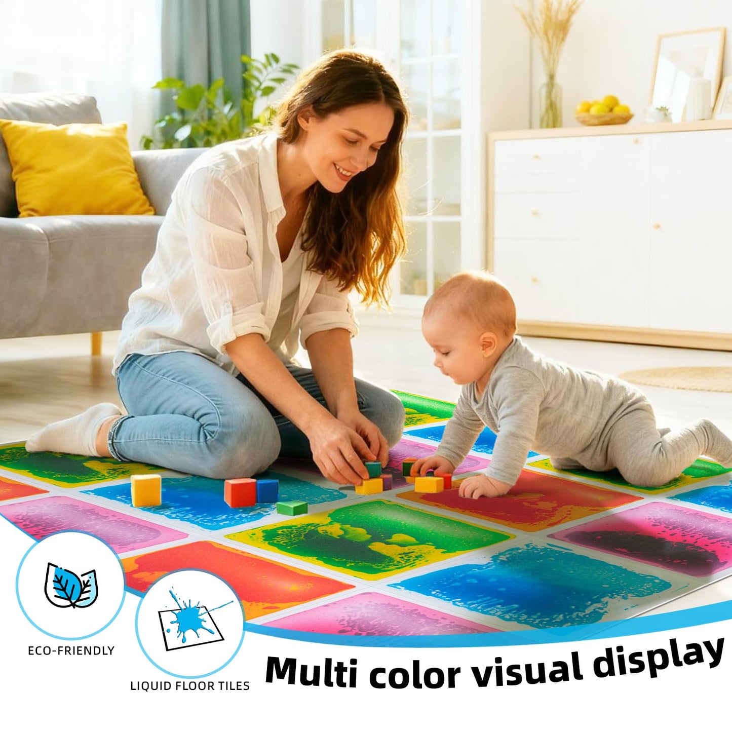 Art3d Liquid Sensory Floor Tiles – 30x30 cm Playroom (4 Tiles)