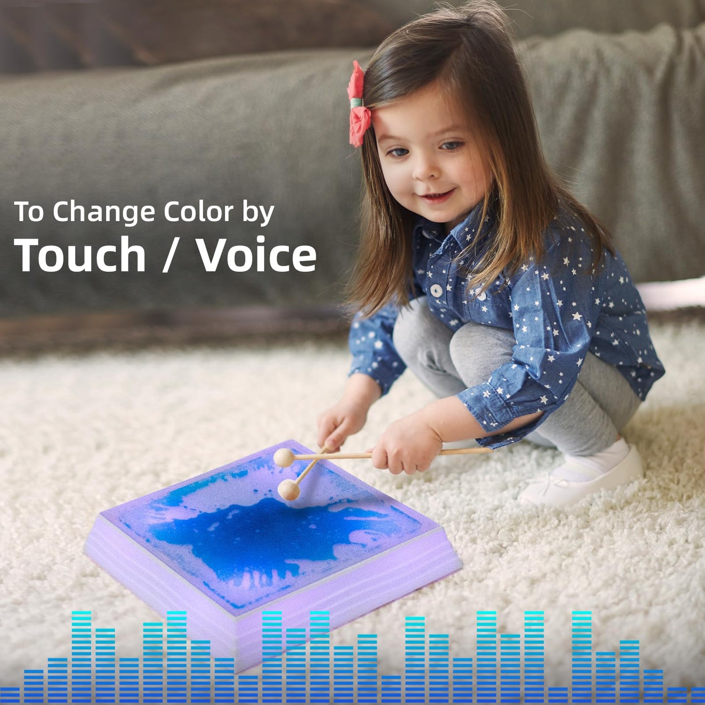 Art3d 12x12 Inch Sensory Interactive Blue Liquid Motion Tiles – 7 Color Changing, Touch-Sensitive Flooring Tile (1-Pack)