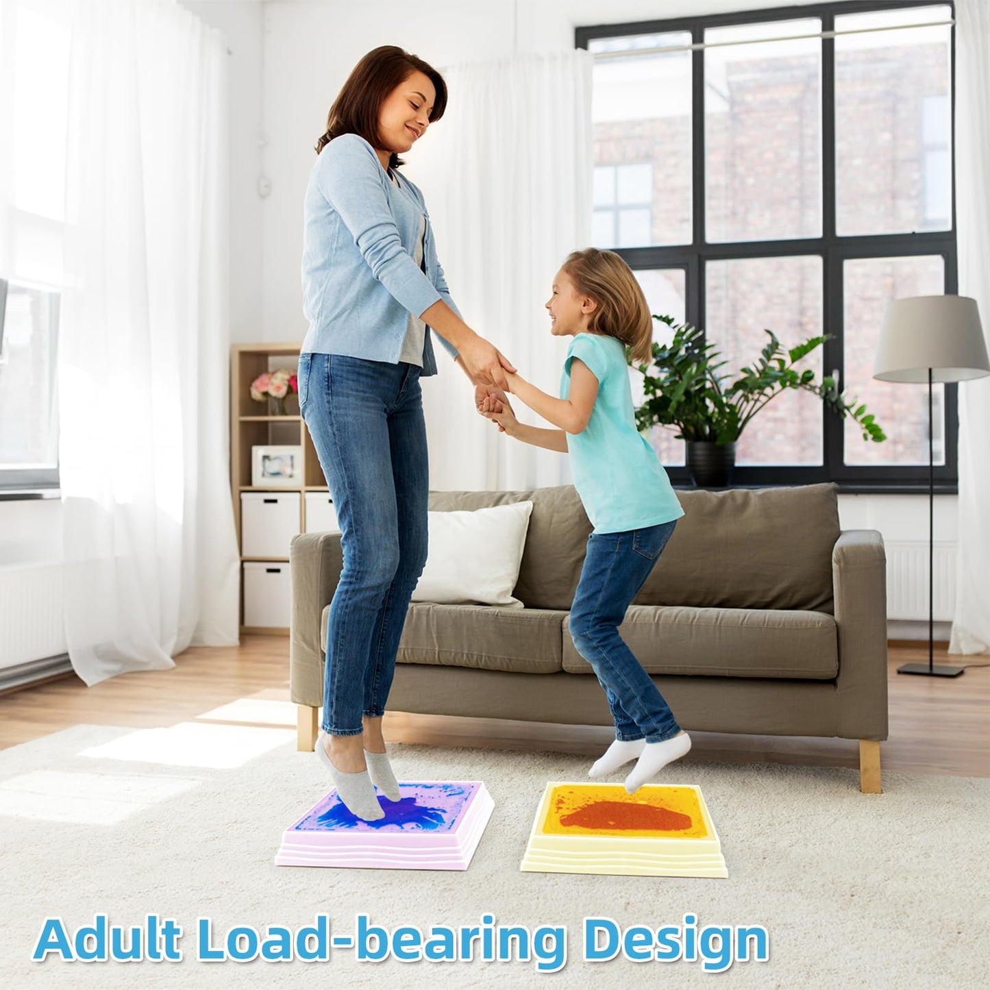 Art3d 12x12 Inch Sensory Interactive Blue Liquid Motion Tiles – 7 Color Changing, Touch-Sensitive Flooring Tile (1-Pack)