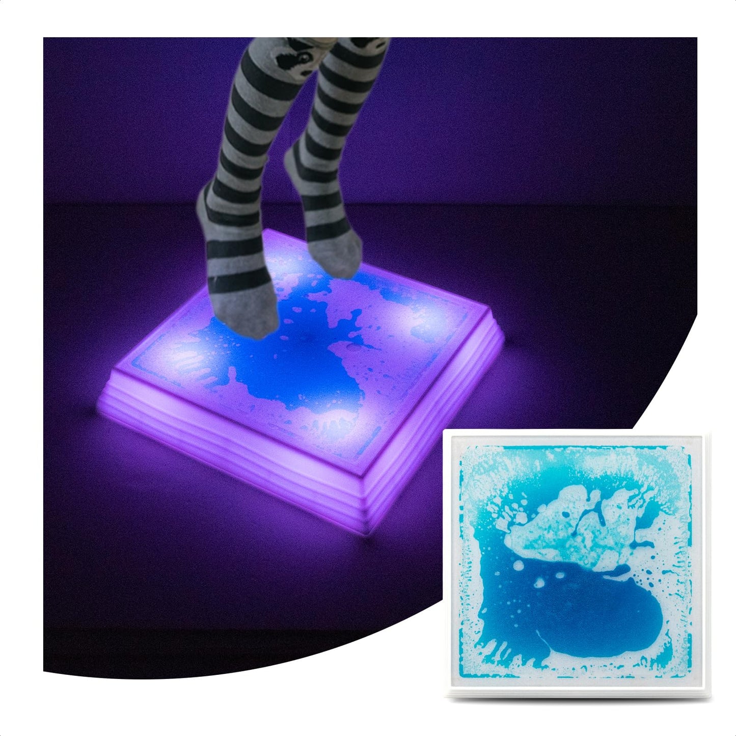 Art3d 12x12 Inch Sensory Interactive Blue Liquid Motion Tiles – 7 Color Changing, Touch-Sensitive Flooring Tile (1-Pack)