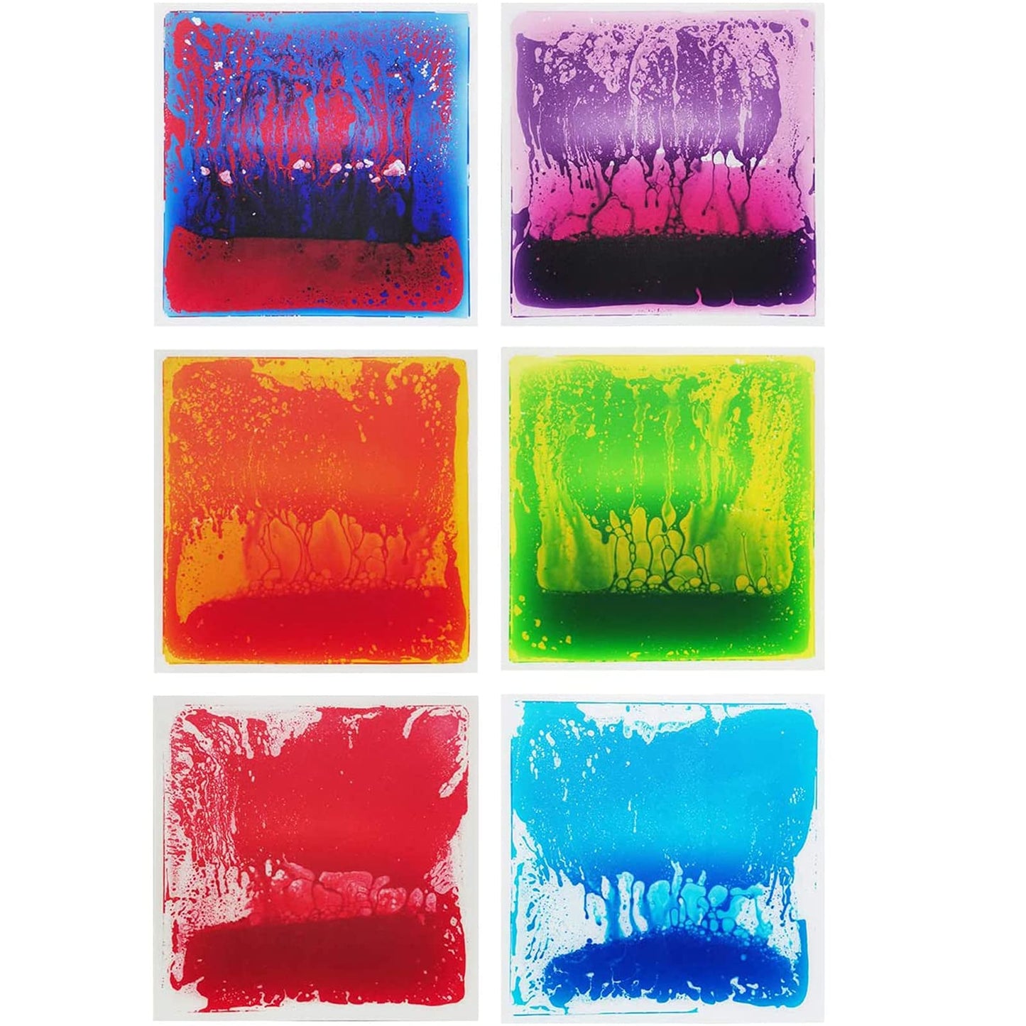 Art3d 6-Tile Sensory Room Tile - Multi-Color Liquid Encased Floor Play Mat, 19.7 Inch Tile, 16 Sq Ft