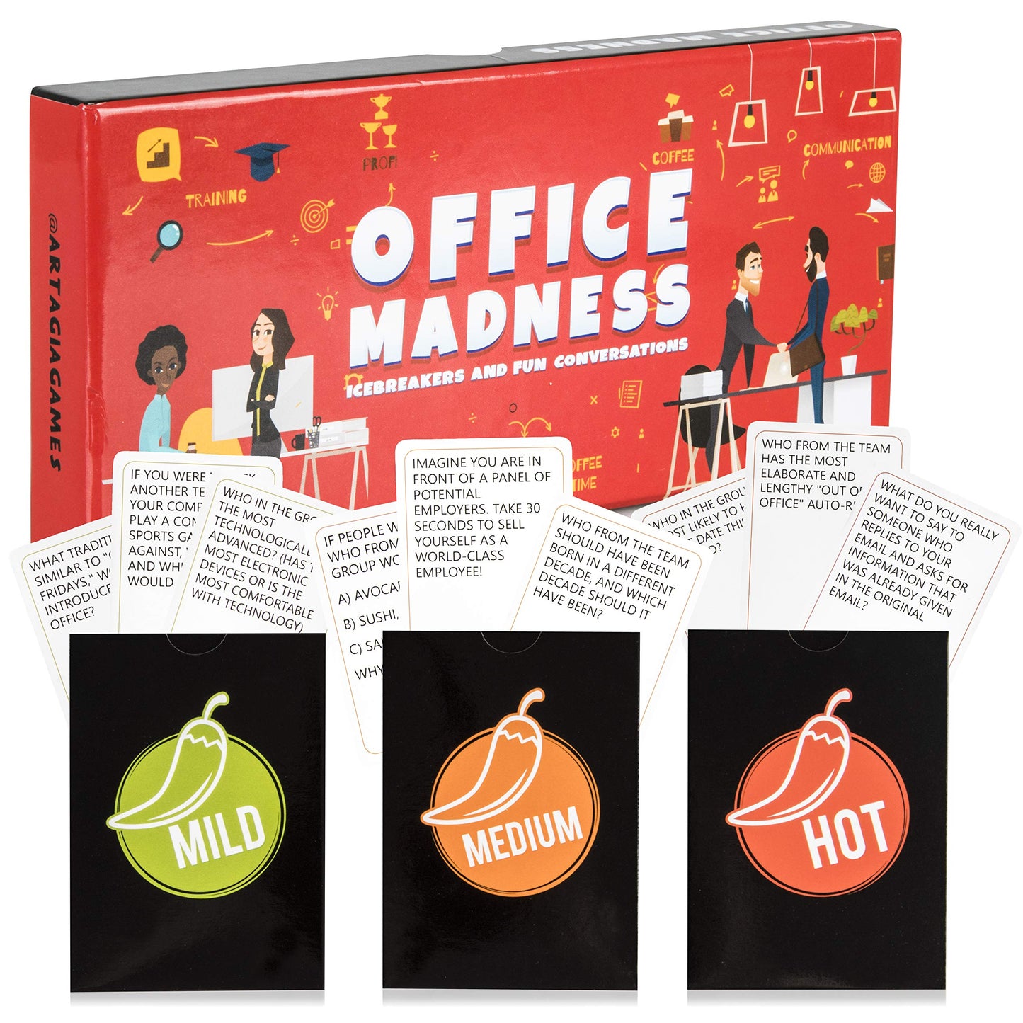 ARTAGIA Office Madness | 150 Icebreakers & 3-in-1 Team Building Card Game for Office & Retreats