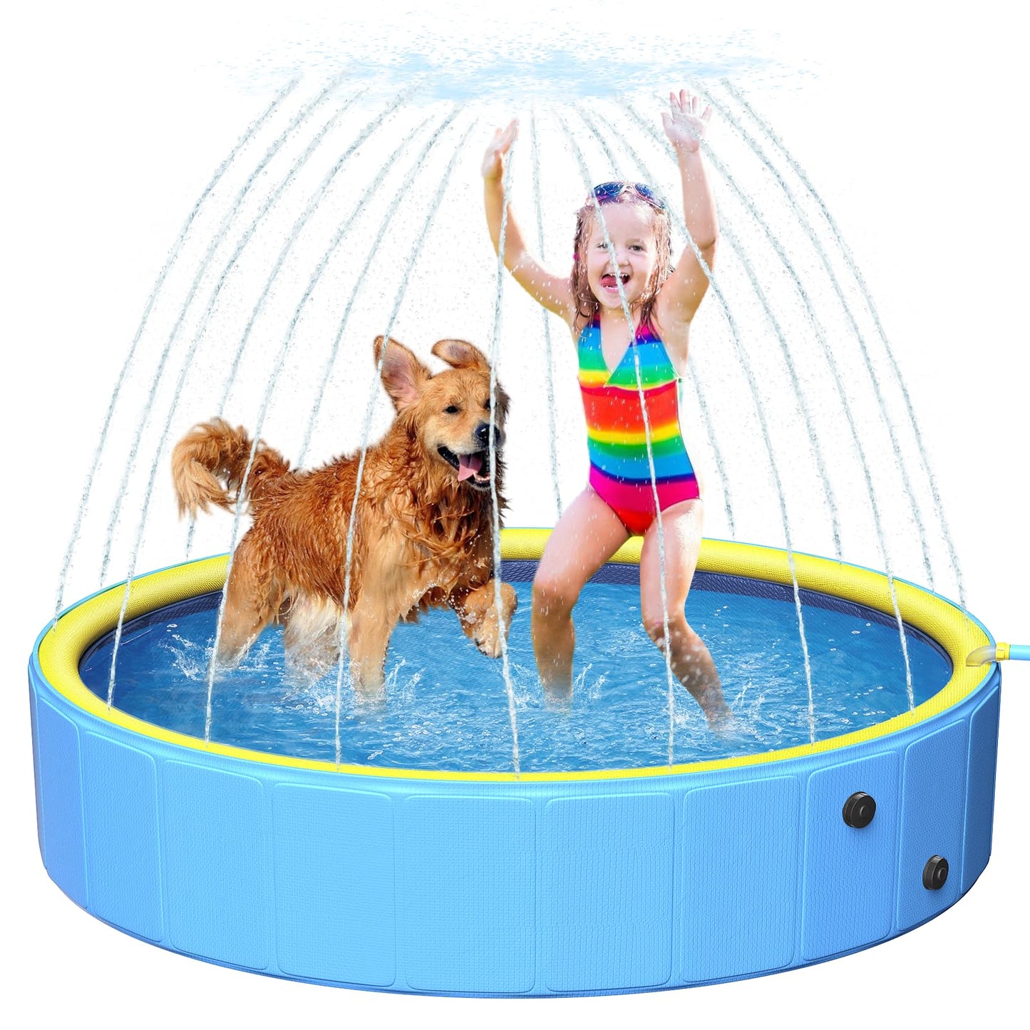 Artcool 63-Inch Thickened Large Dog Pool | 2-in-1 Foldable Non-Slip Outdoor Pool for Kids and Pets