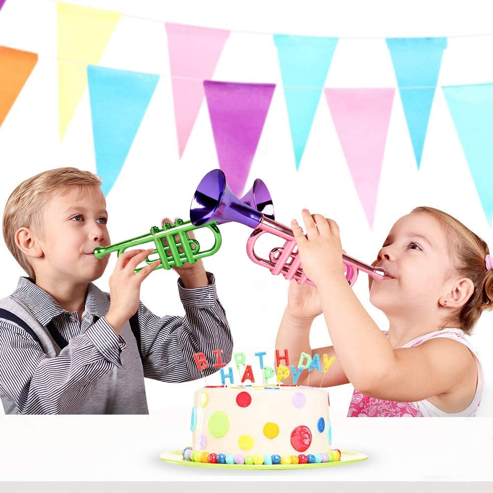 ArtCreativity 13-Inch Metallic Trumpets — Set of 5 Party Noise Makers for Kids