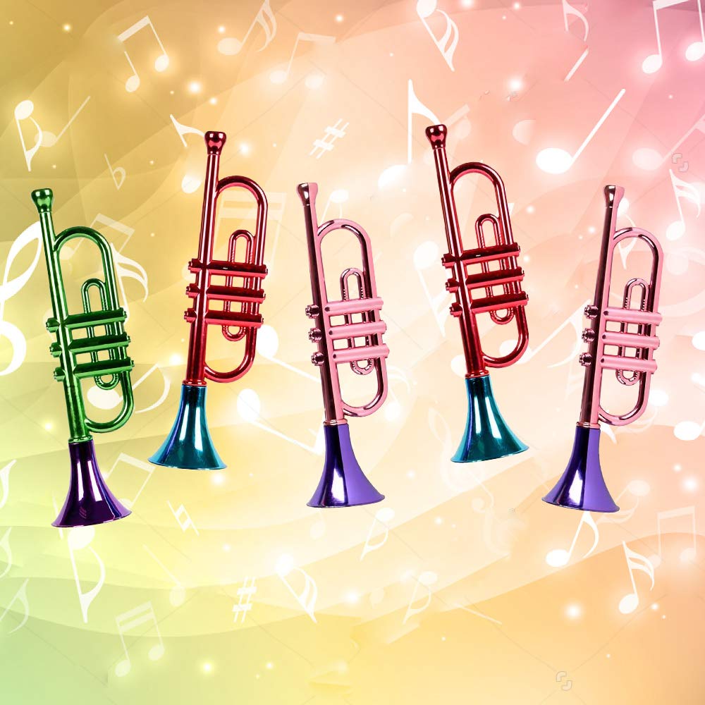 ArtCreativity 13-Inch Metallic Trumpets — Set of 5 Party Noise Makers for Kids