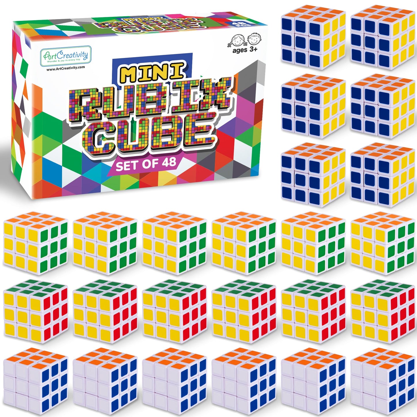 ArtCreativity 48 Pack Mini Rubix Cubes – Portable Fidget Toys for Kids & Adults