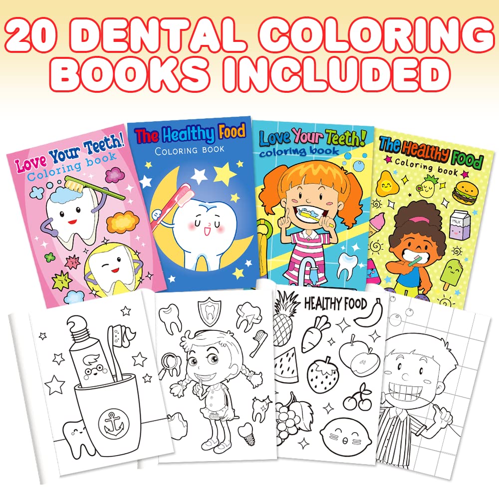 ArtCreativity Dental Kids 24-Pack 5x7 Mini Coloring Books - 6-Page Color Booklets