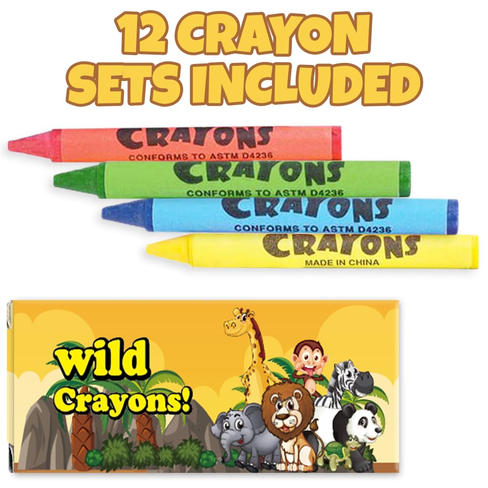 ArtCreativity 12 Pack Zoo Animal Mini Coloring Books with Crayons – Jungle Safari Party Favors