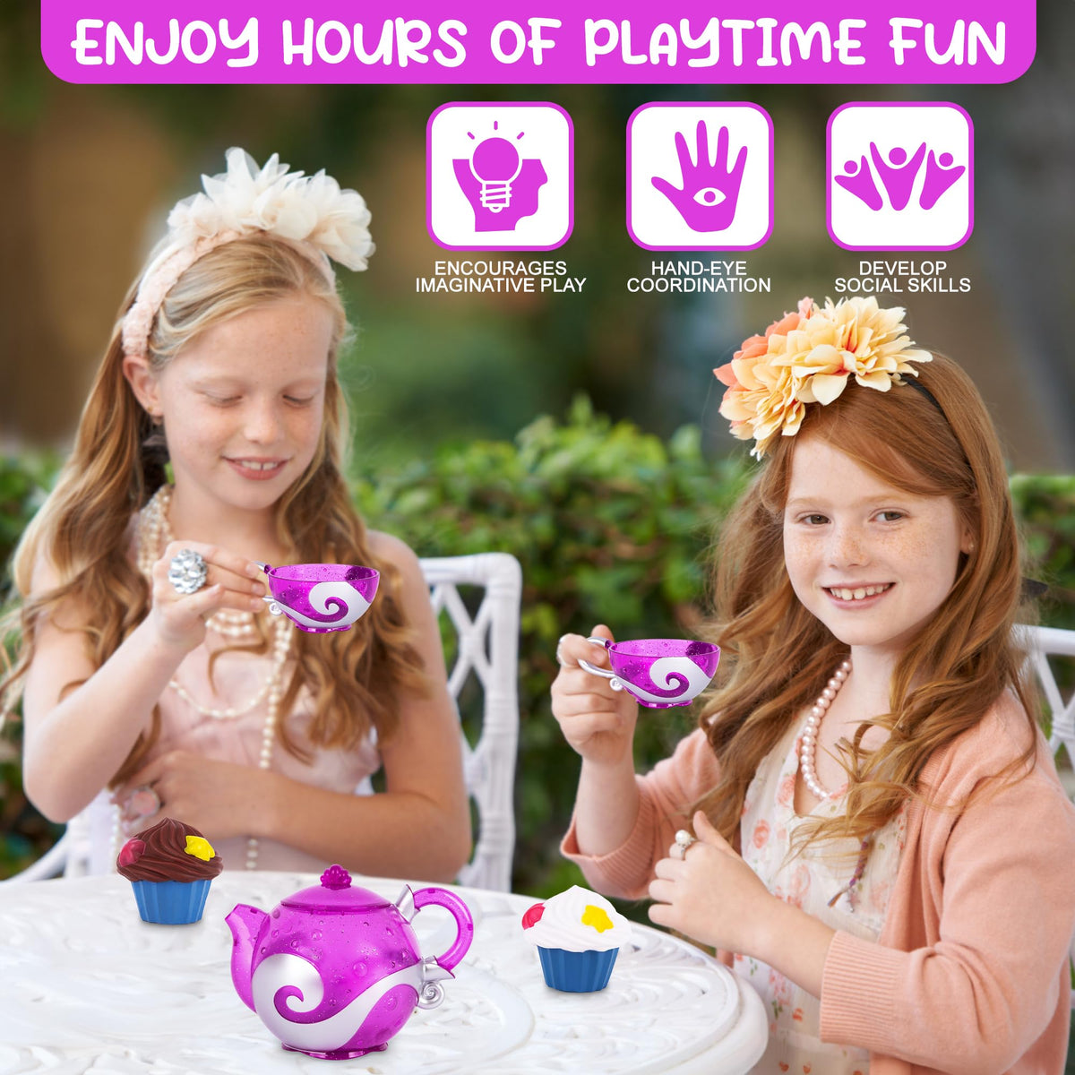 ArtCreativity Bath Tea Set – Teapot, Cups & Water-Spraying Cupcakes for Toddlers