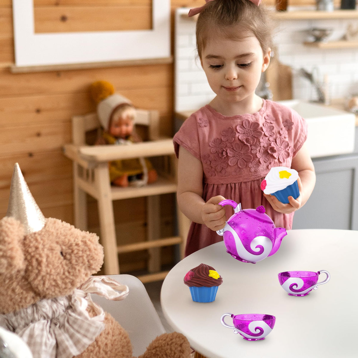 ArtCreativity Bath Tea Set – Teapot, Cups & Water-Spraying Cupcakes for Toddlers