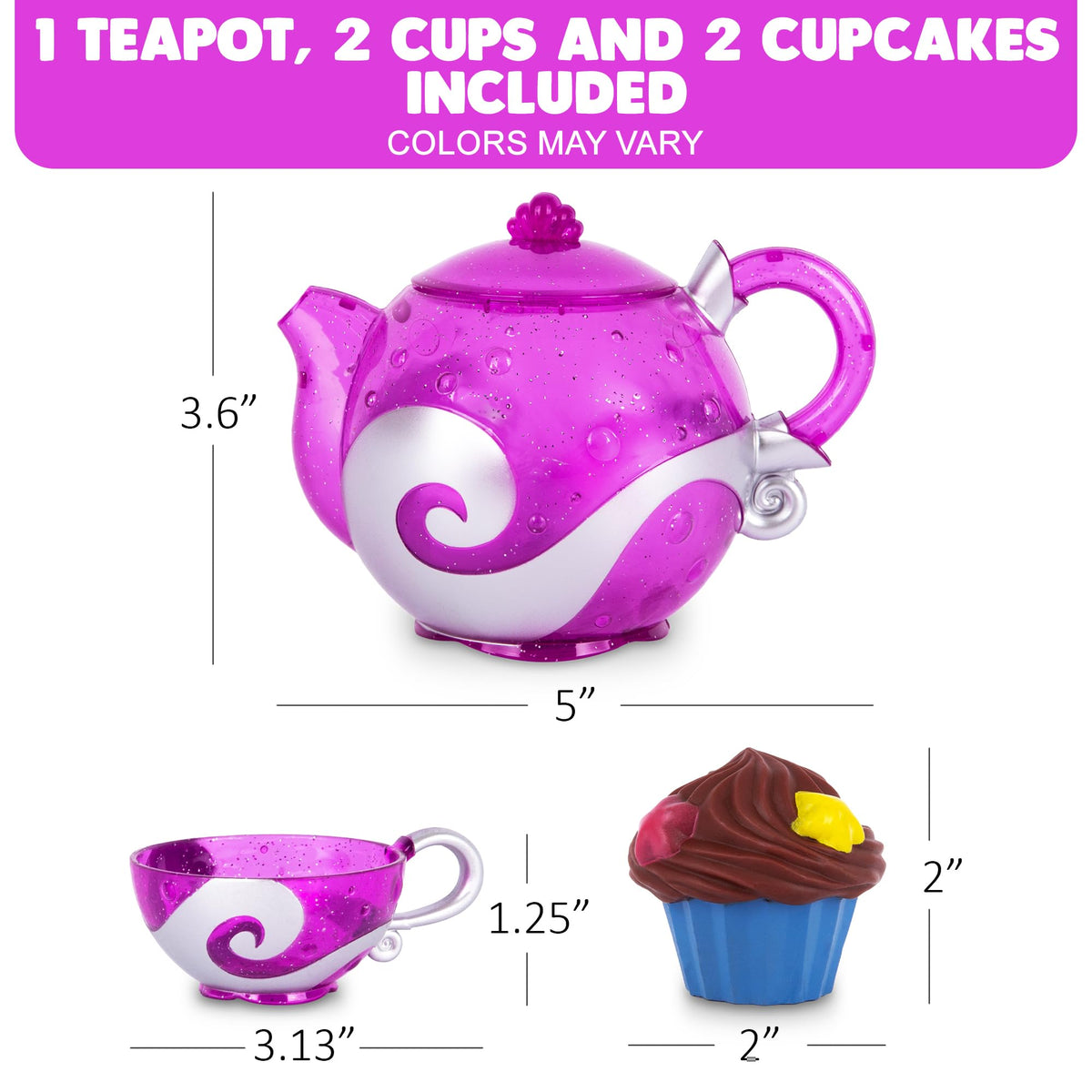ArtCreativity Bath Tea Set – Teapot, Cups & Water-Spraying Cupcakes for Toddlers