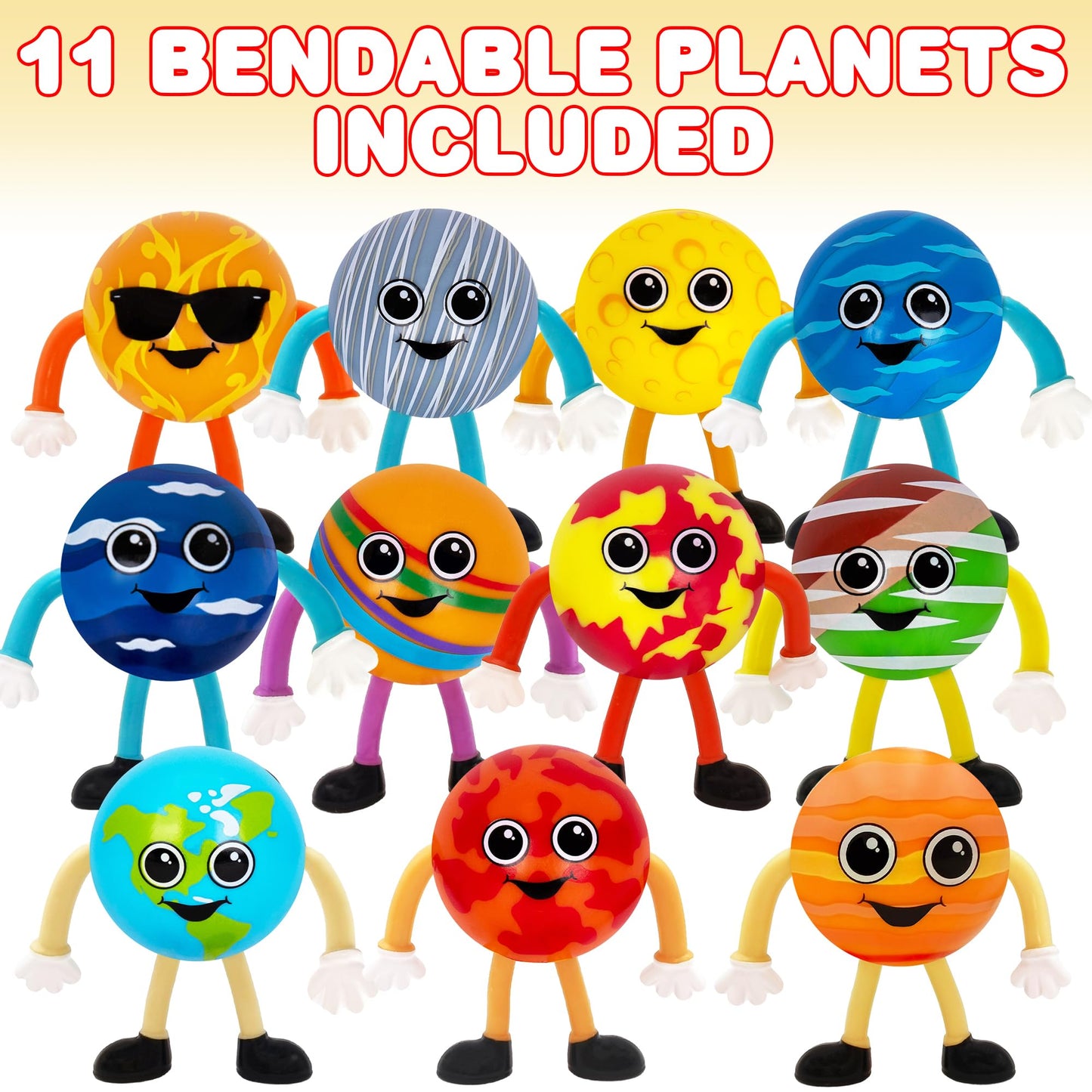 ArtCreativity Bendable Planets (Set of 11) – Space Themed Fidget Toys for Kids