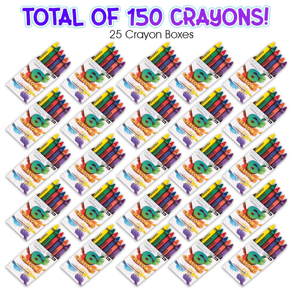 ArtCreativity Bulk Crayon Packs — 150 Crayons in 25 Sets, Non-Toxic for Kids & Classrooms