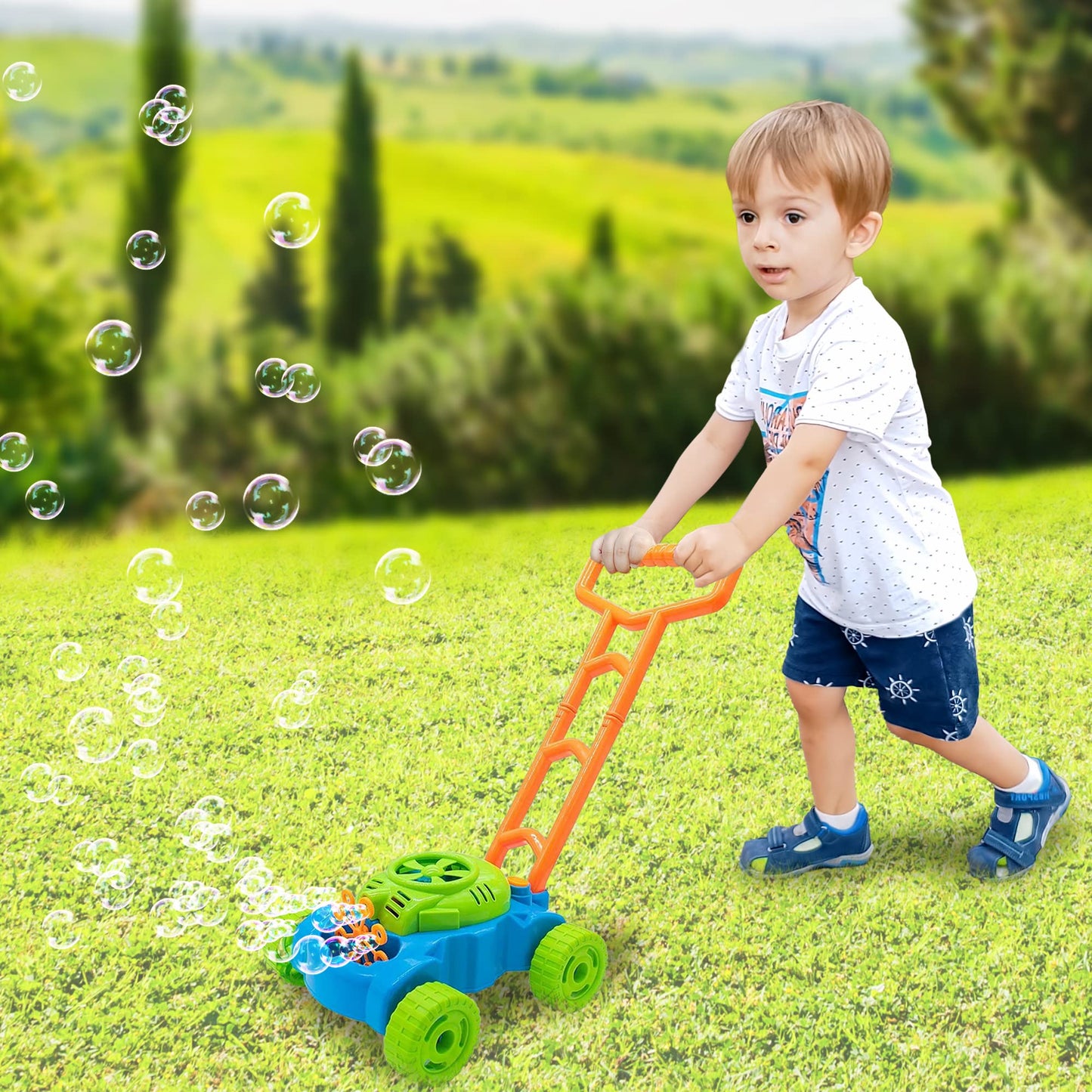 ArtCreativity Bubble Lawn Mower for Toddlers 1-3 – Bubble Blowing Push Toy