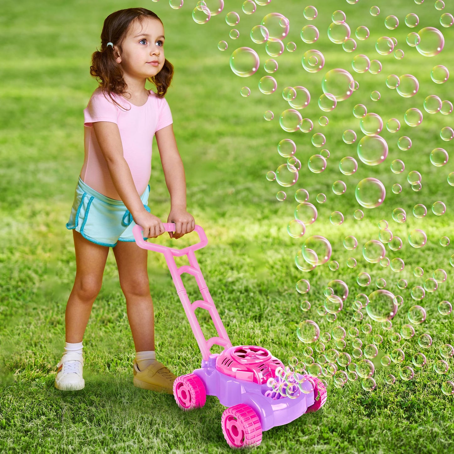 ArtCreativity Bubble Lawn Mower – 18-inch Push Toy Bubble Machine for Toddlers & Kids