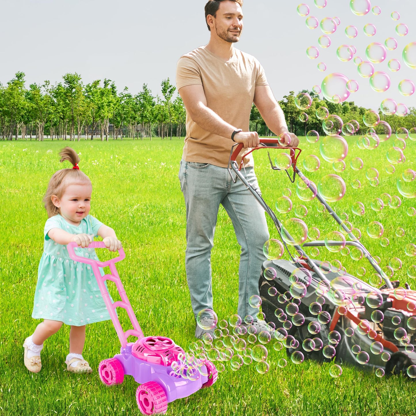 ArtCreativity Bubble Lawn Mower – 18-inch Push Toy Bubble Machine for Toddlers & Kids