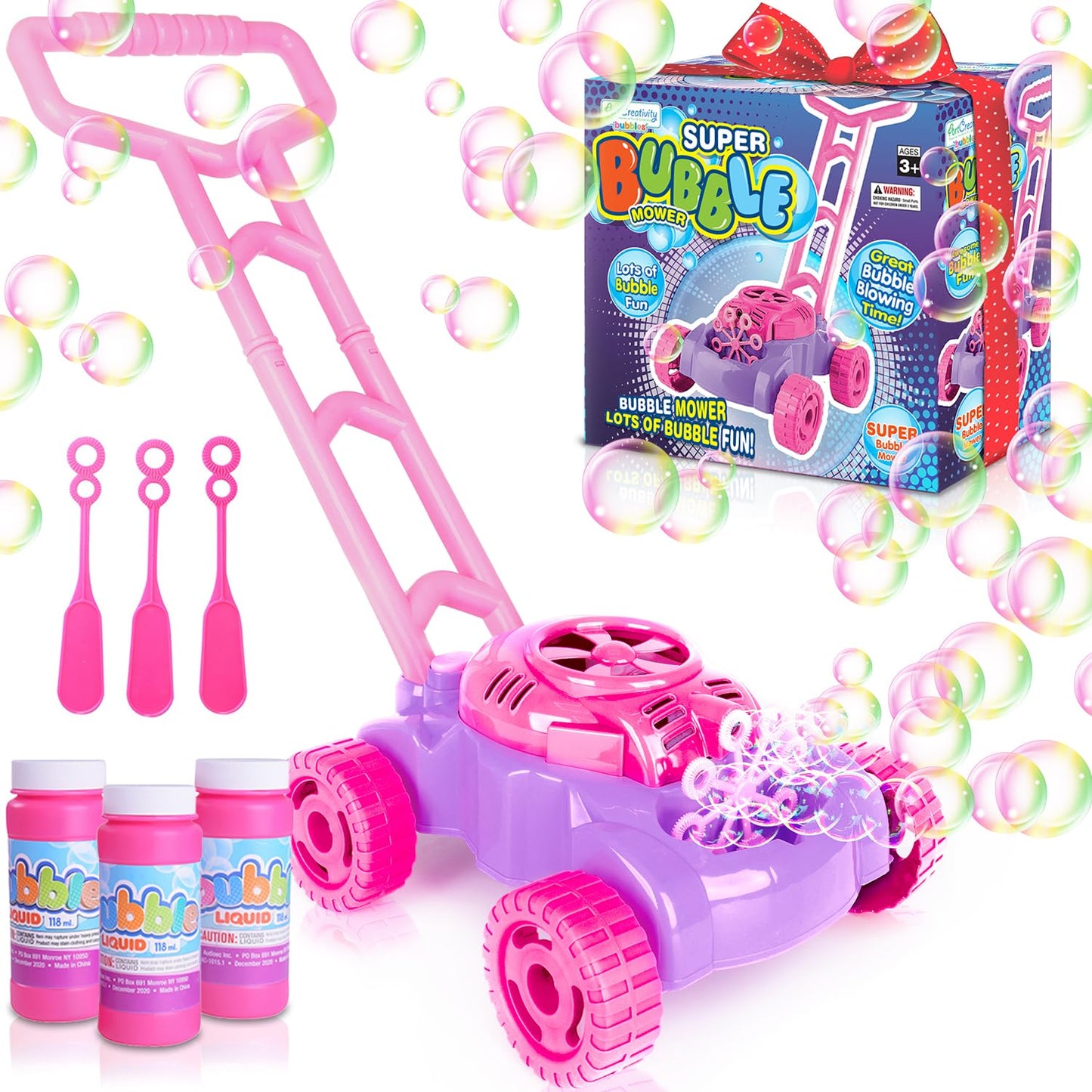 ArtCreativity Bubble Lawn Mower – 18-inch Push Toy Bubble Machine for Toddlers & Kids