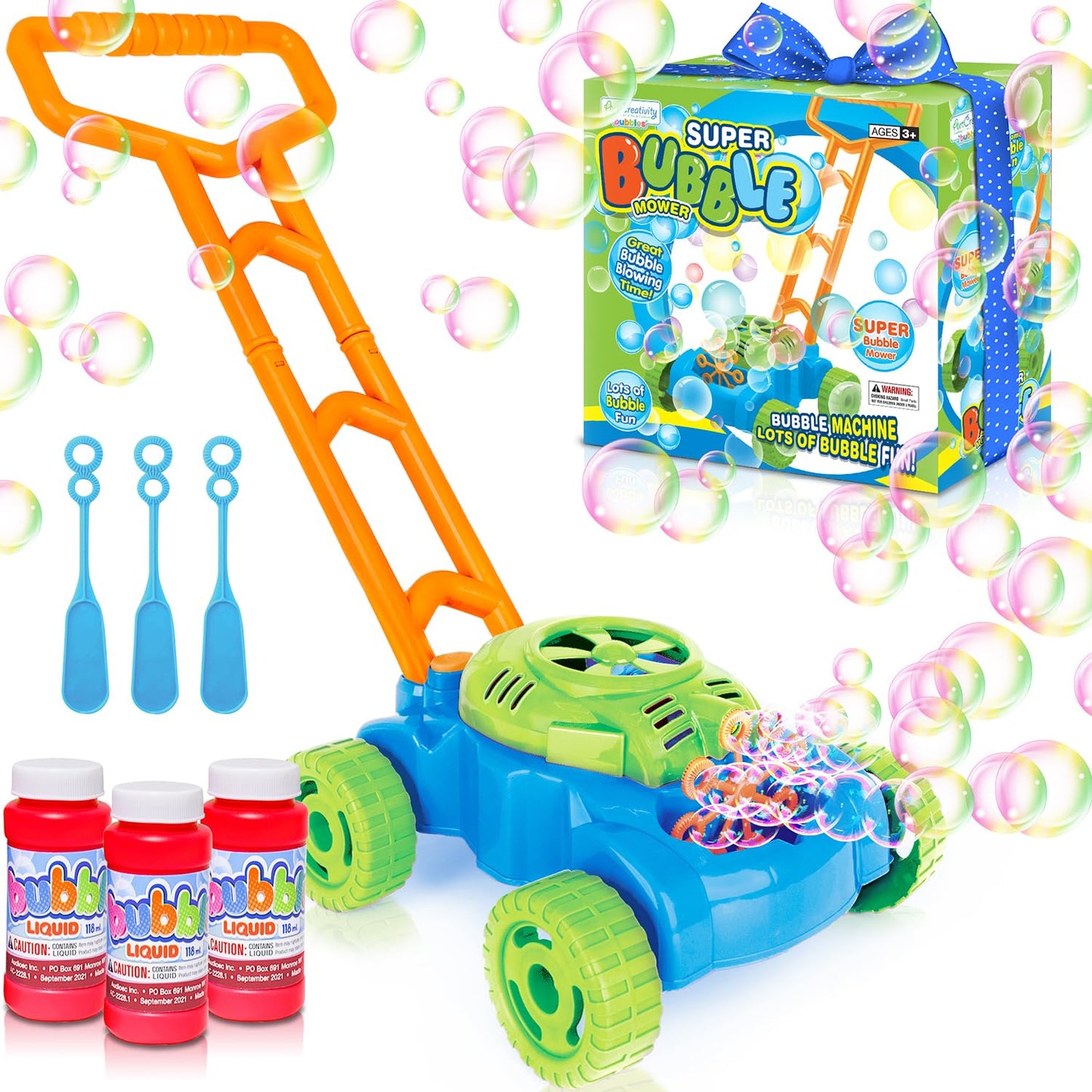 ArtCreativity Bubble Lawn Mower for Toddlers 1-3 – Bubble Blowing Push Toy